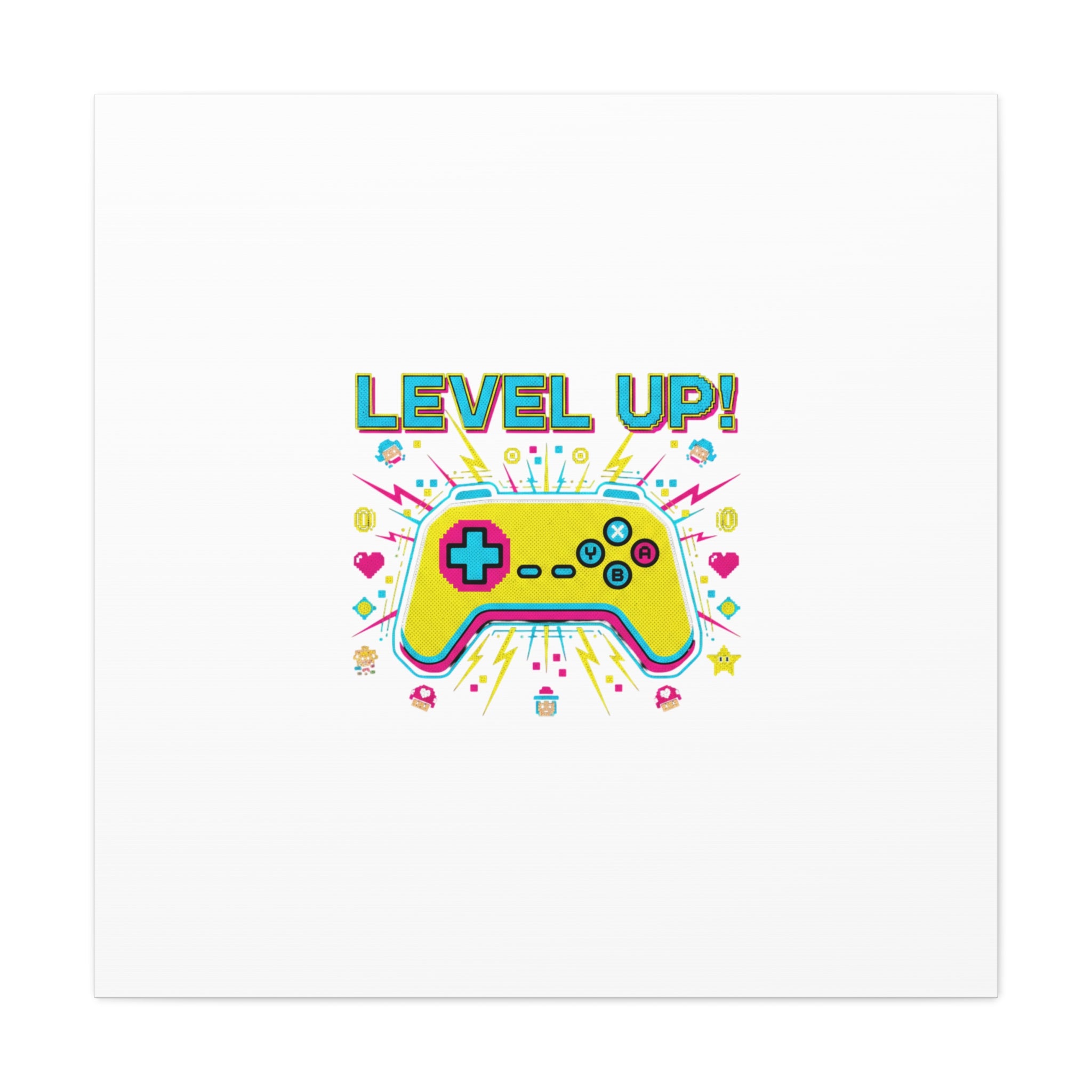 Level Up! Pixel Controller Canvas | Gaming Geek Culture, Retro Pixel Art