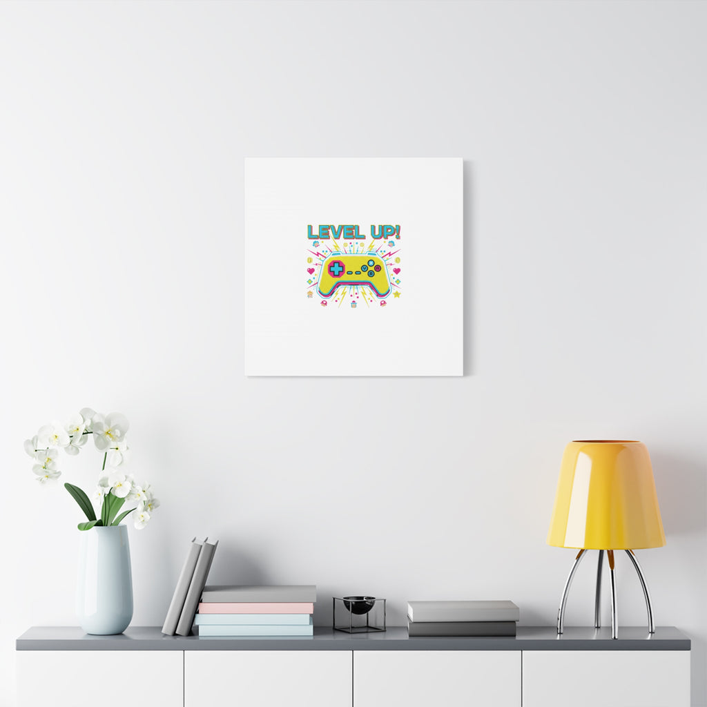 Level Up! Pixel Controller Canvas | Gaming Geek Culture, Retro Pixel Art