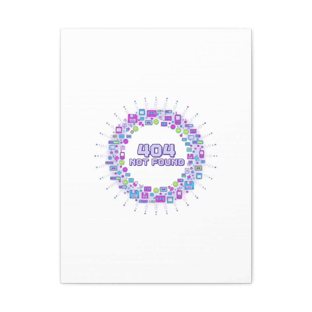 404 Not Found Pixel Circle Canvas | Retro Tech Poster, Y2K Error Aesthetic