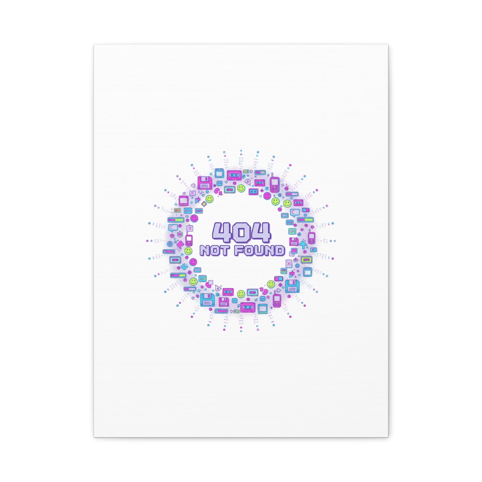 404 Not Found Pixel Circle Canvas | Retro Tech Poster, Y2K Error Aesthetic