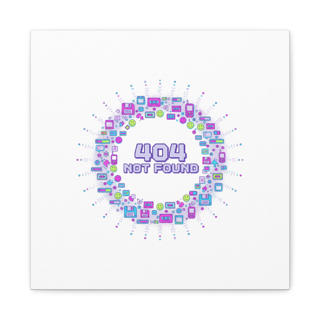 404 Not Found Pixel Circle Canvas | Retro Tech Poster, Y2K Error Aesthetic