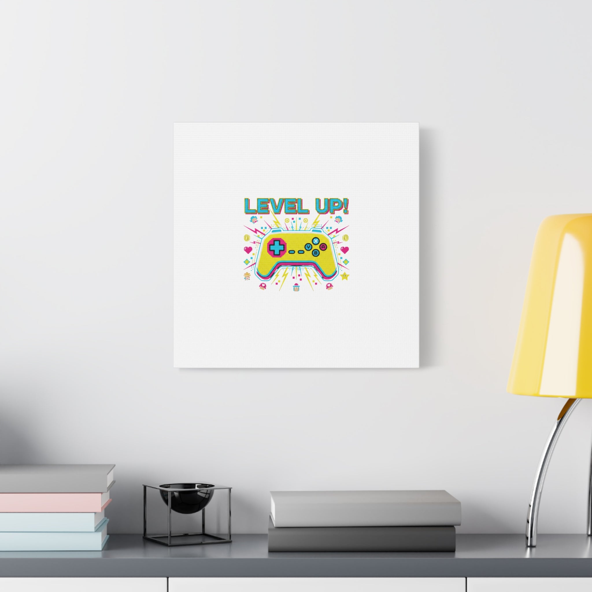 Level Up! Pixel Controller Canvas | Gaming Geek Culture, Retro Pixel Art