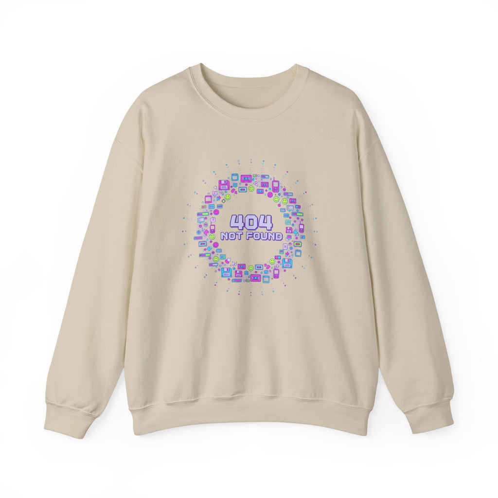 404 Not Found Pixel Icons Crewneck Sweatshirt | Y2K Retro Tech, virtual pet nostalgia