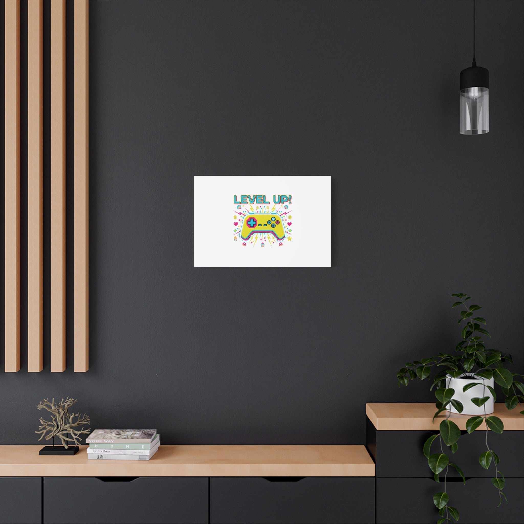 Level Up! Pixel Controller Canvas | Gaming Geek Culture, Retro Pixel Art