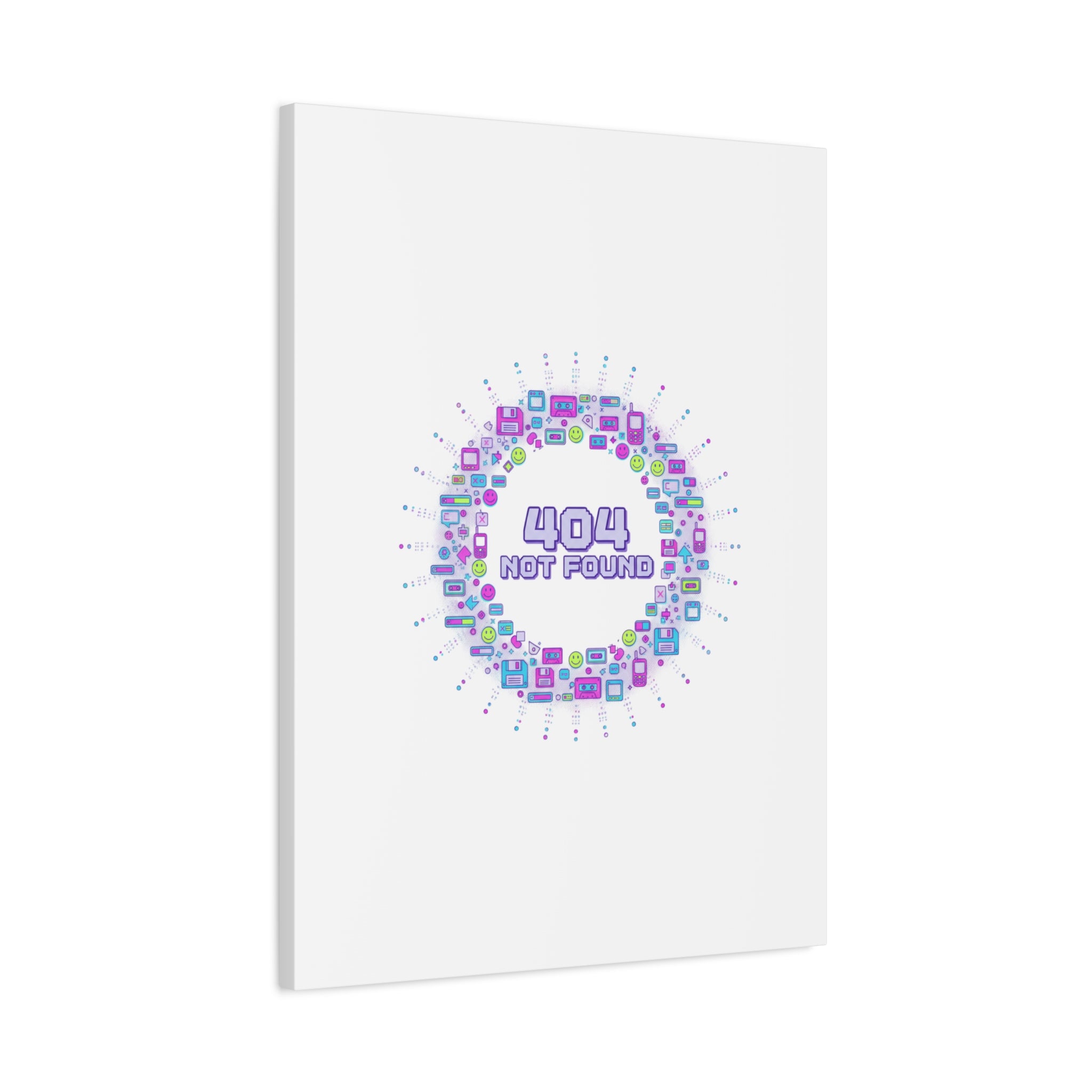404 Not Found Pixel Circle Canvas | Retro Tech Poster, Y2K Error Aesthetic
