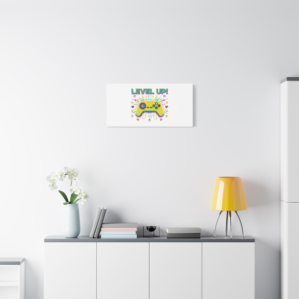Level Up! Pixel Controller Canvas | Gaming Geek Culture, Retro Pixel Art