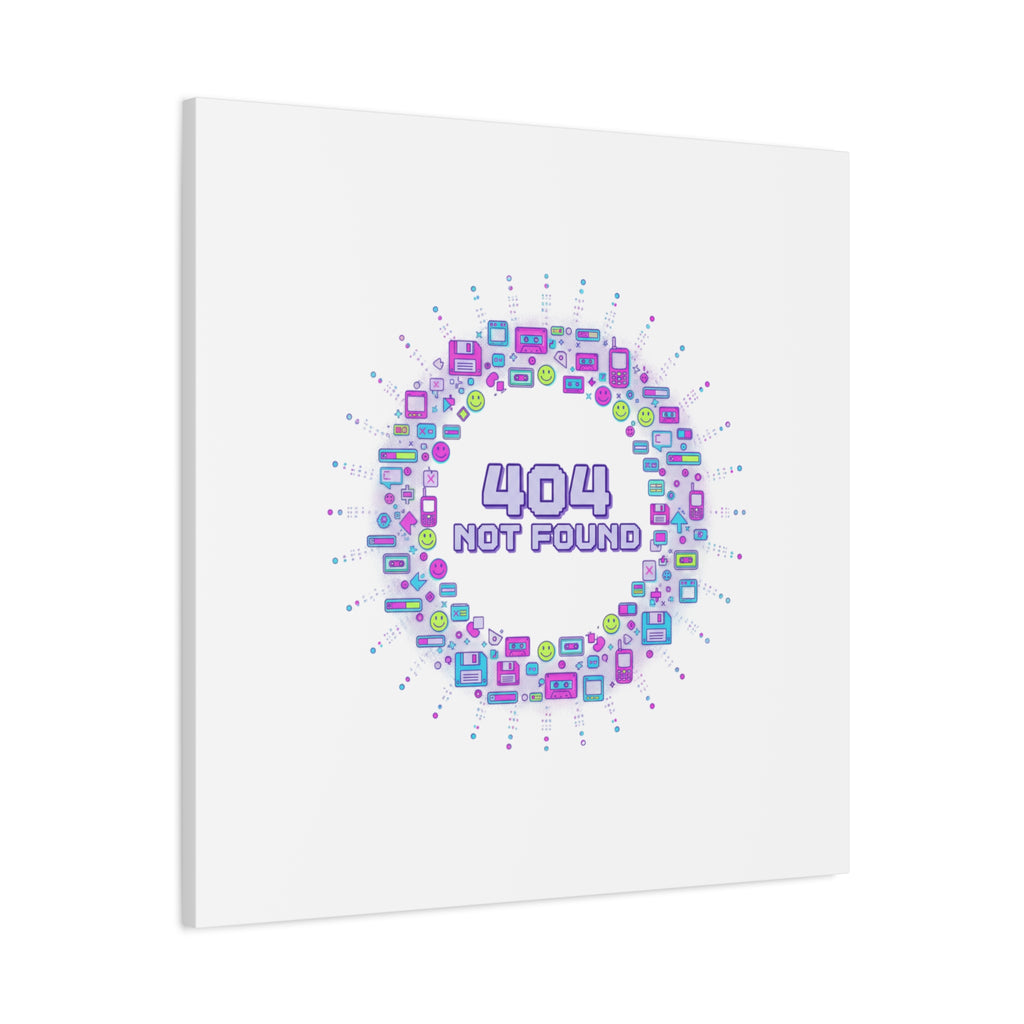 404 Not Found Pixel Circle Canvas | Retro Tech Poster, Y2K Error Aesthetic