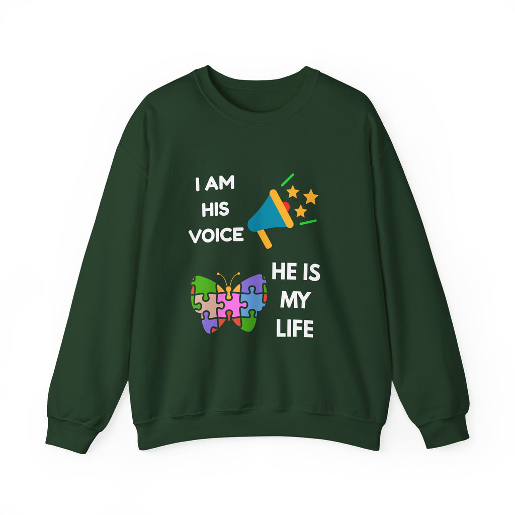 Crewneck Sweatshirt — Autism Awareness Puzzle Heart & Megaphone Design