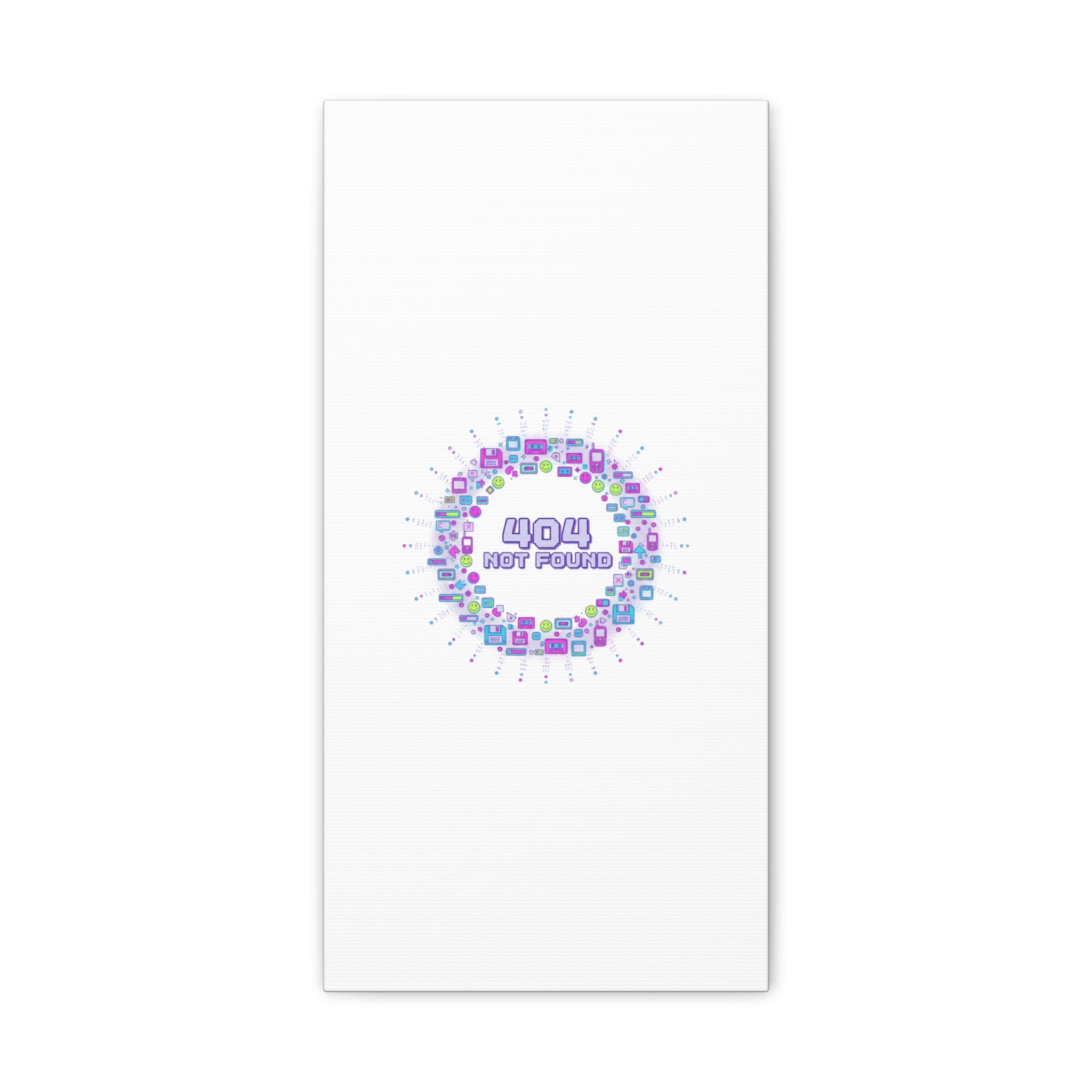 404 Not Found Pixel Circle Canvas | Retro Tech Poster, Y2K Error Aesthetic