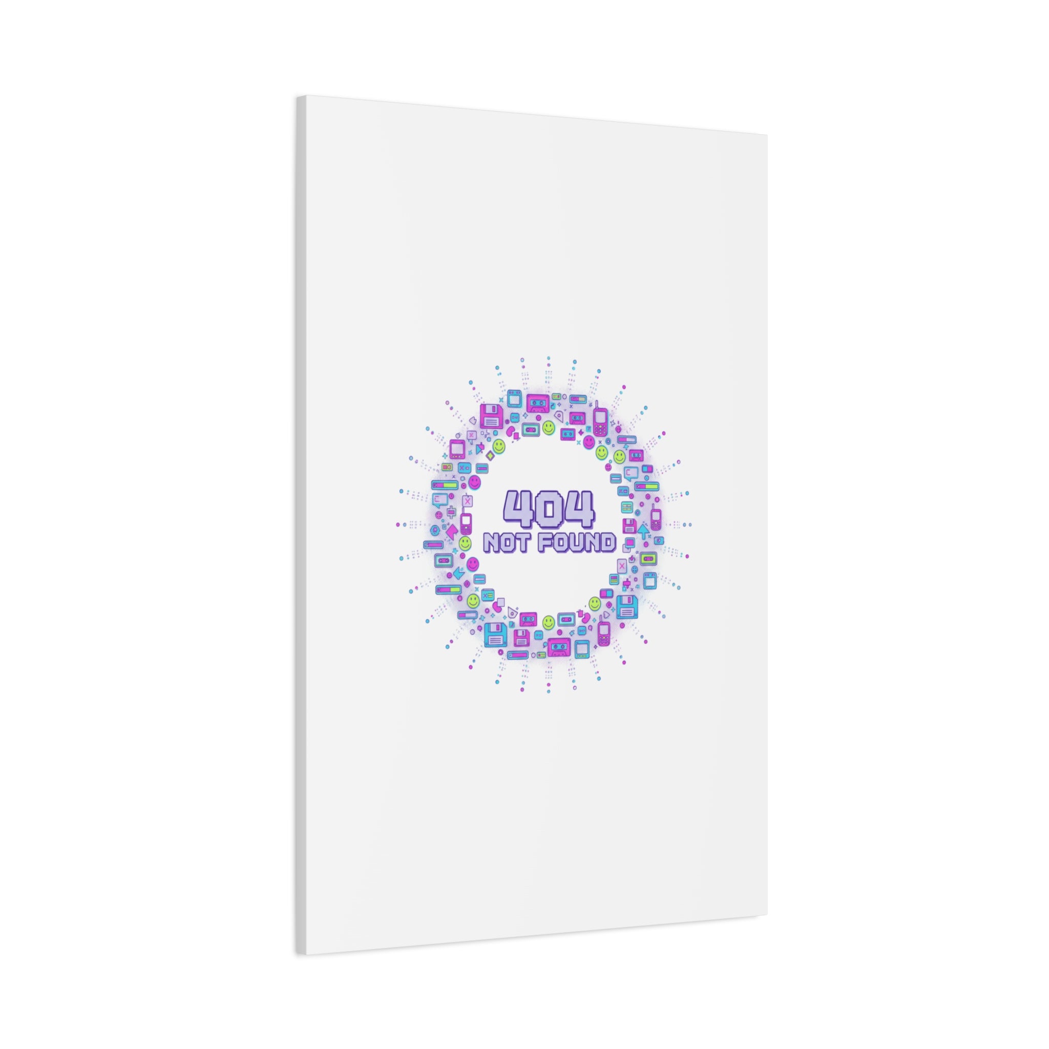 404 Not Found Pixel Circle Canvas | Retro Tech Poster, Y2K Error Aesthetic
