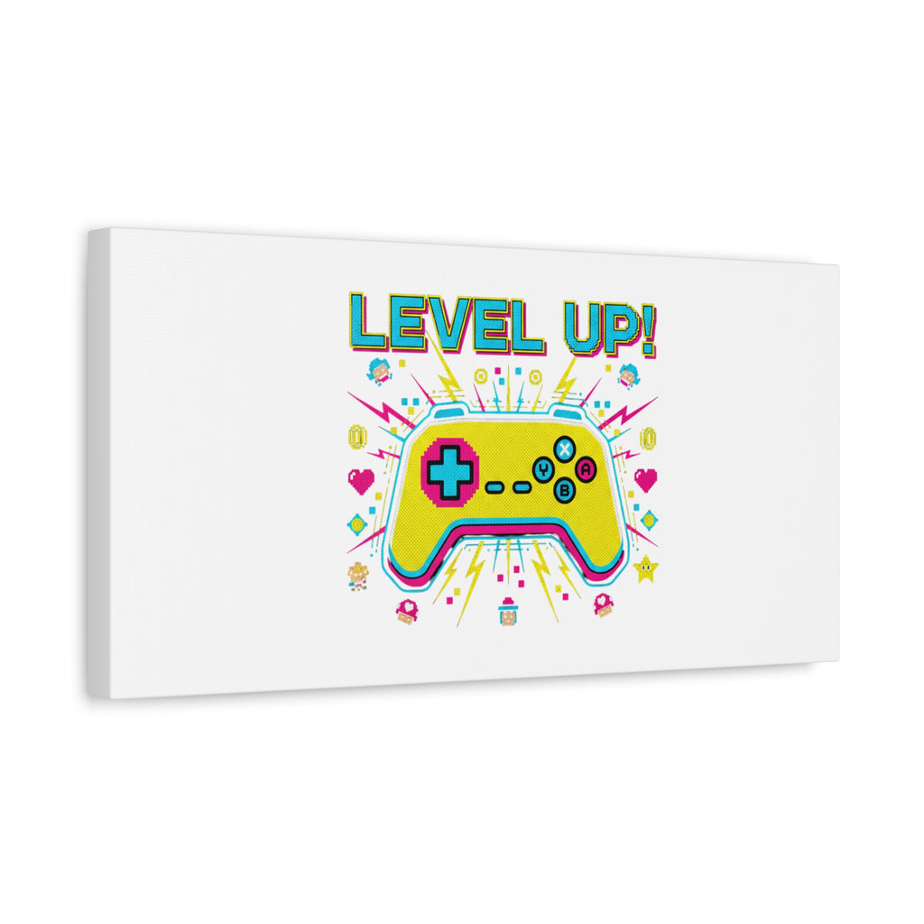 Level Up! Pixel Controller Canvas | Gaming Geek Culture, Retro Pixel Art