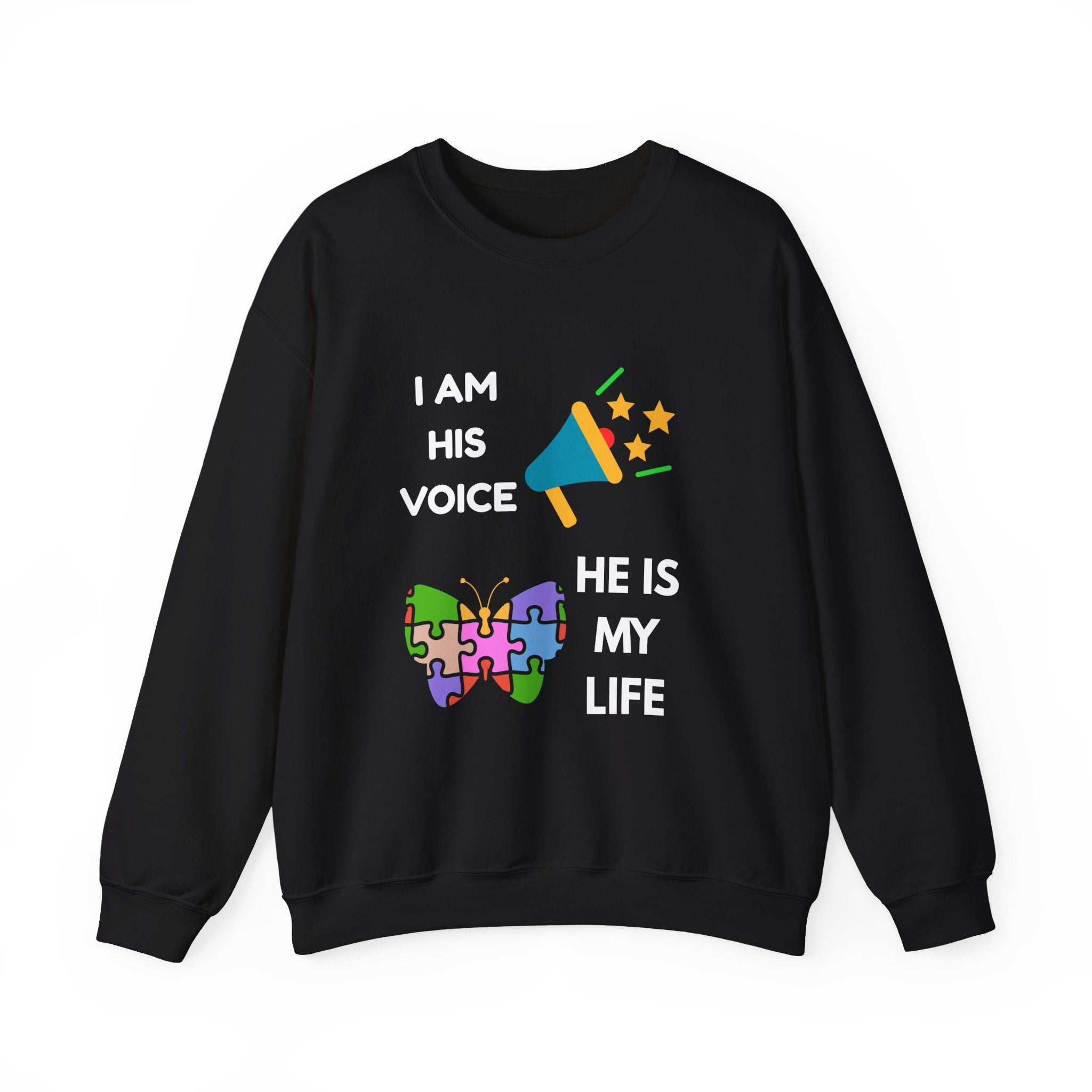 Crewneck Sweatshirt — Autism Awareness Puzzle Heart & Megaphone Design