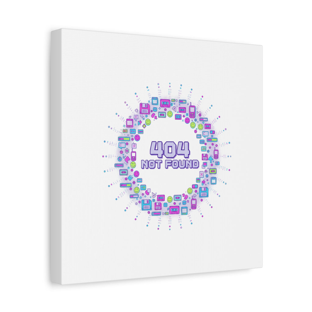 404 Not Found Pixel Circle Canvas | Retro Tech Poster, Y2K Error Aesthetic