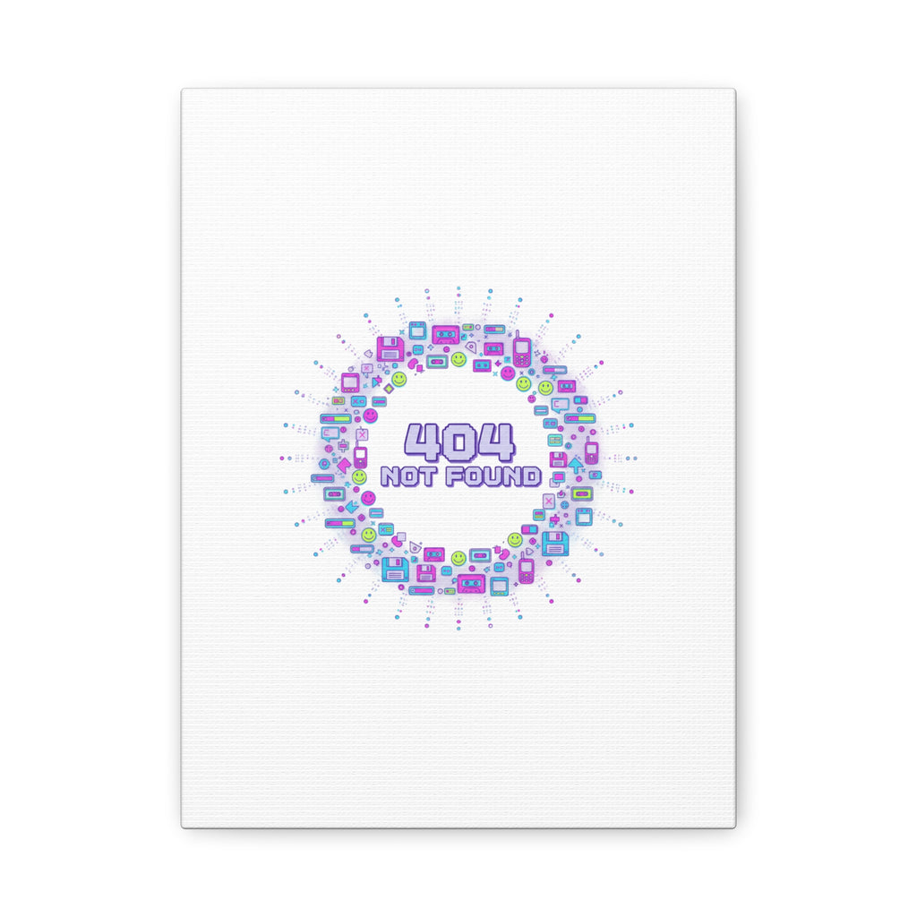 404 Not Found Pixel Circle Canvas | Retro Tech Poster, Y2K Error Aesthetic