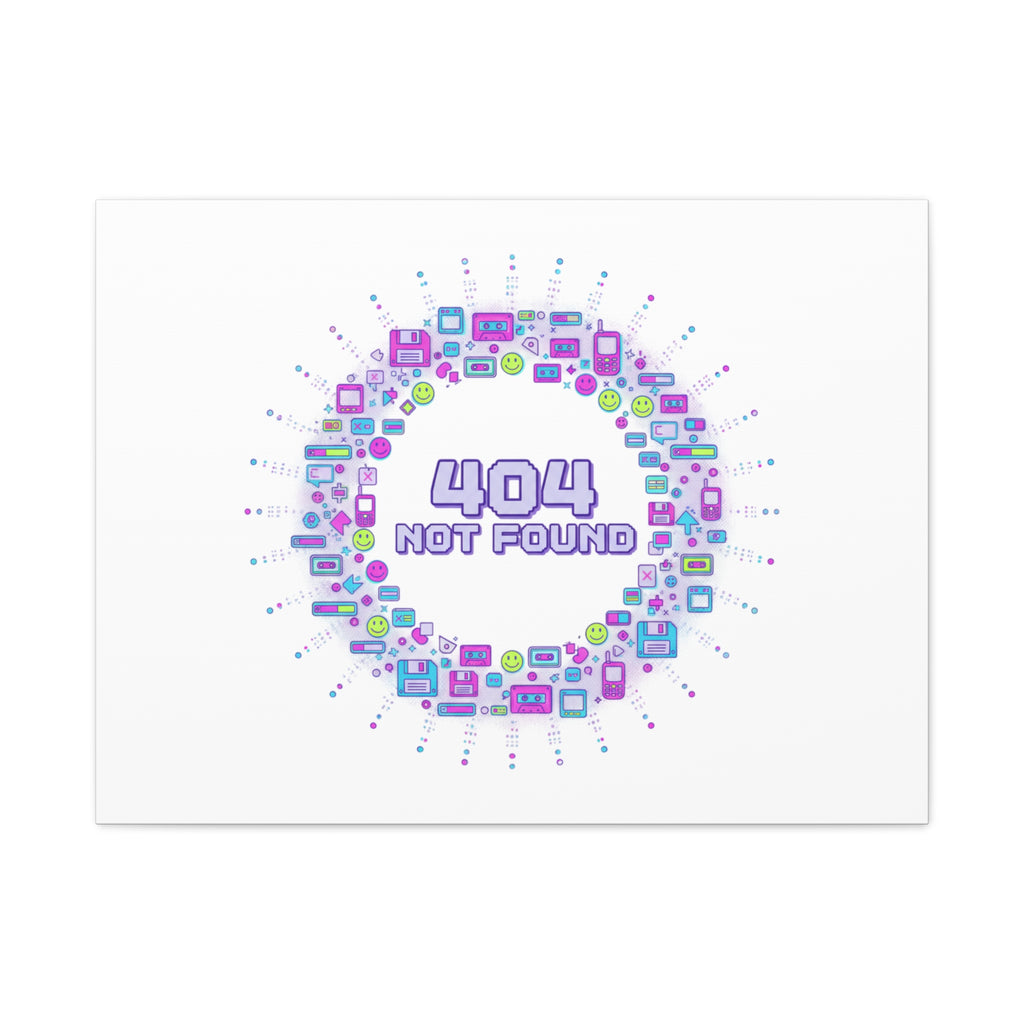 404 Not Found Pixel Circle Canvas | Retro Tech Poster, Y2K Error Aesthetic