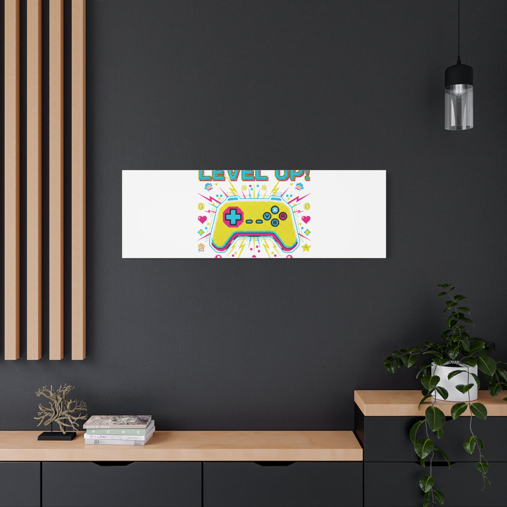Level Up! Pixel Controller Canvas | Gaming Geek Culture, Retro Pixel Art