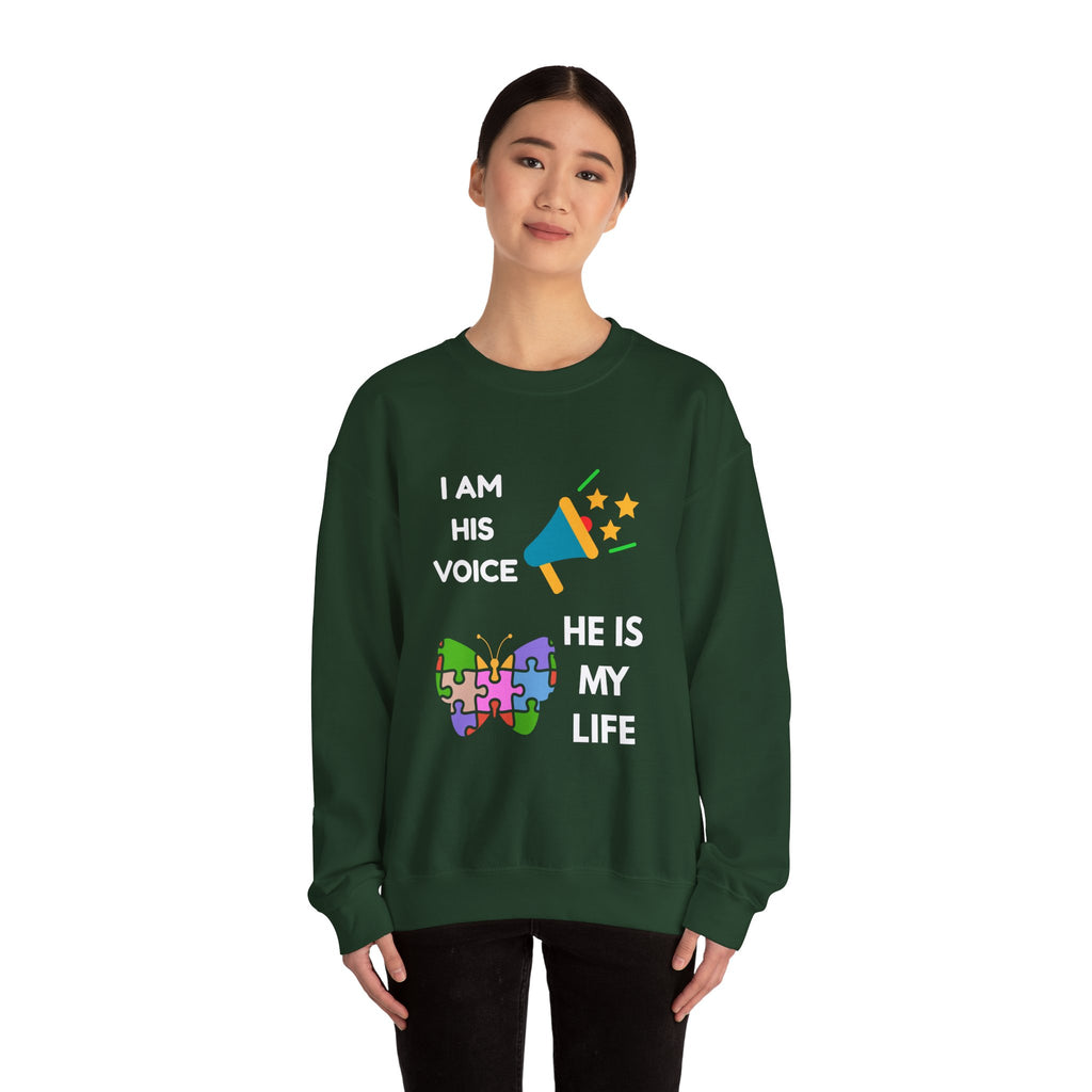 Crewneck Sweatshirt — Autism Awareness Puzzle Heart & Megaphone Design
