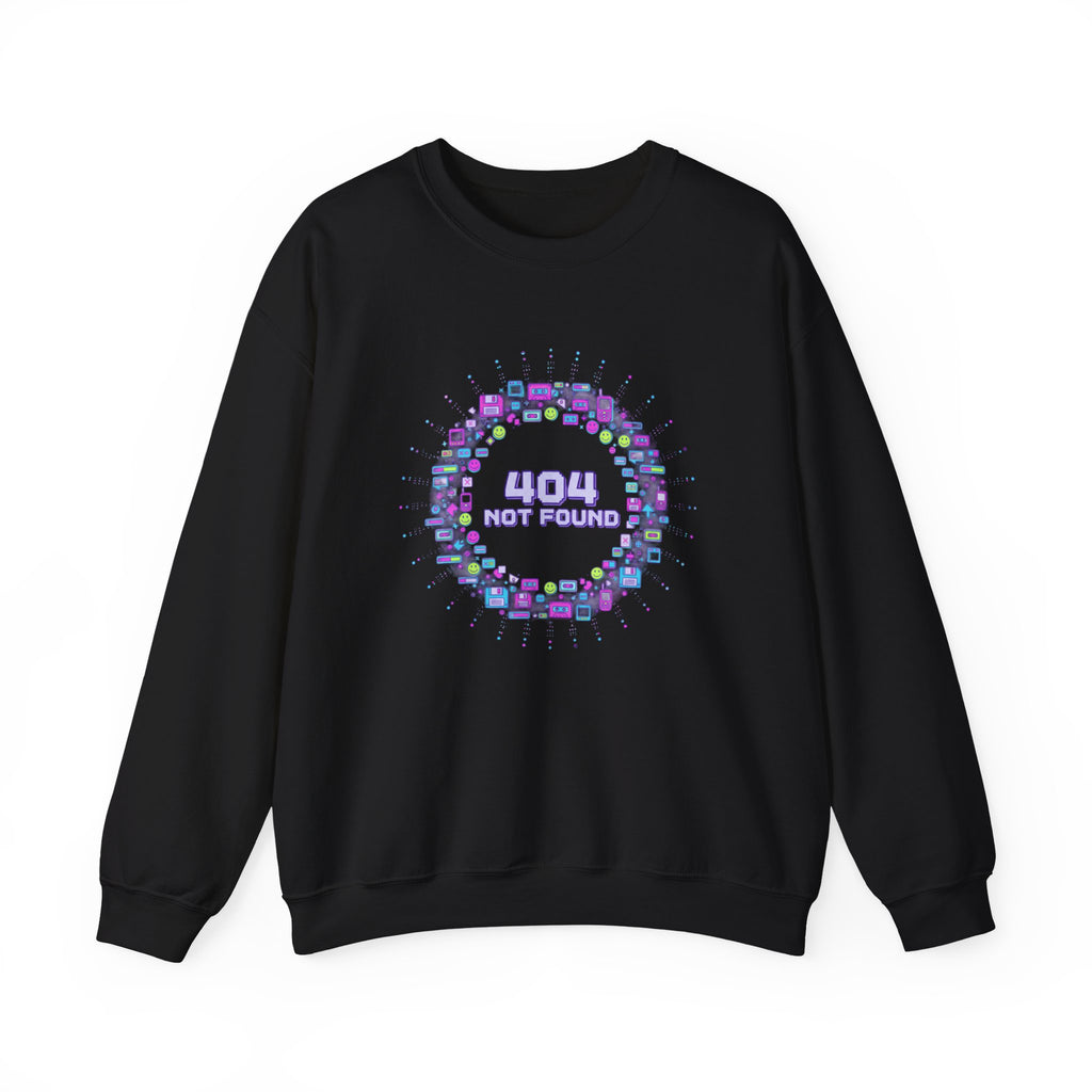 404 Not Found Pixel Icons Crewneck Sweatshirt | Y2K Retro Tech, virtual pet nostalgia