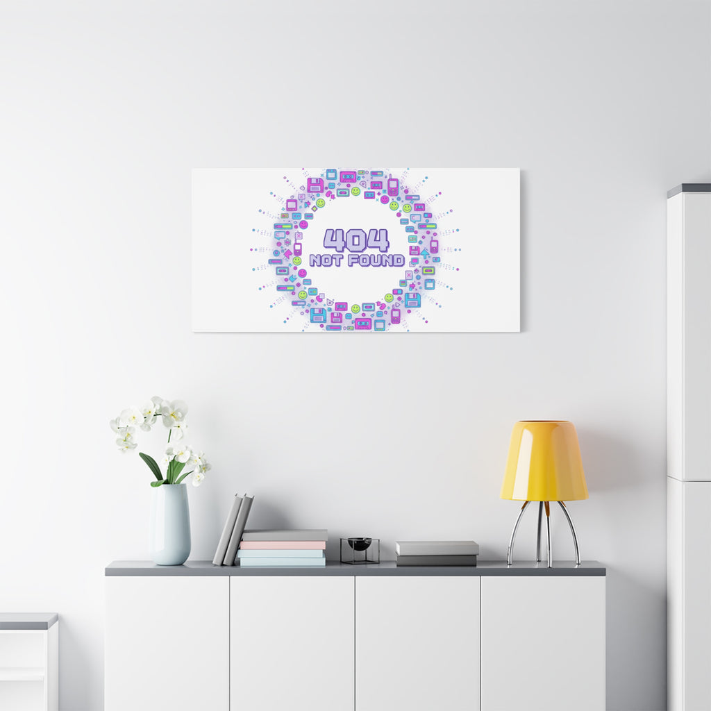 404 Not Found Pixel Circle Canvas | Retro Tech Poster, Y2K Error Aesthetic