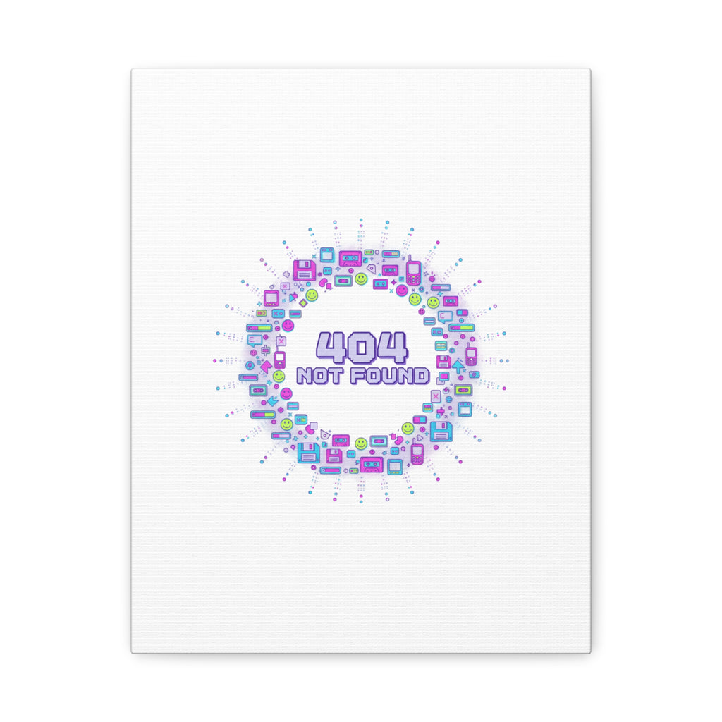 404 Not Found Pixel Circle Canvas | Retro Tech Poster, Y2K Error Aesthetic