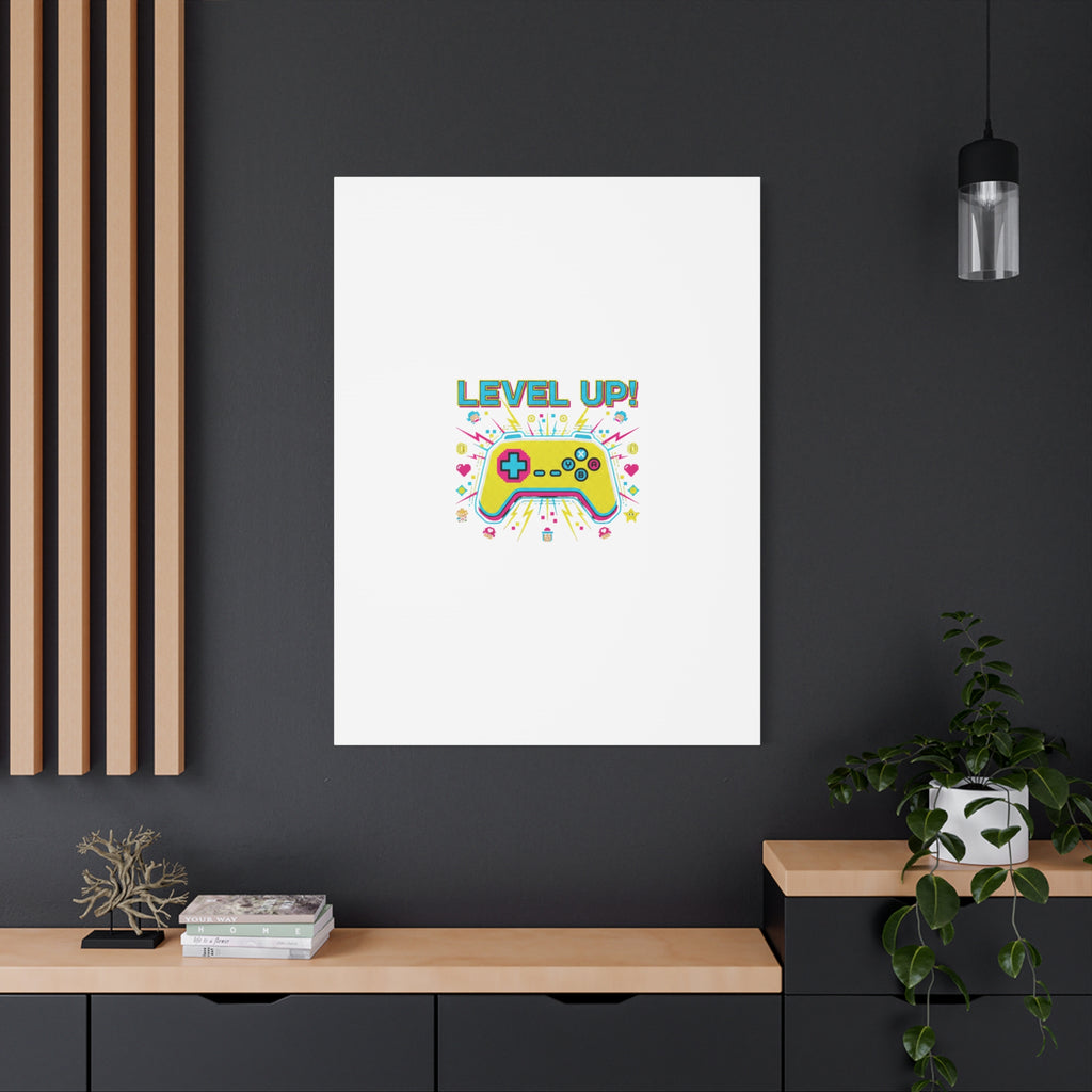 Level Up! Pixel Controller Canvas | Gaming Geek Culture, Retro Pixel Art