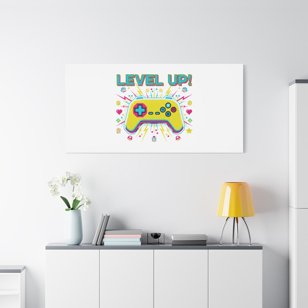 Level Up! Pixel Controller Canvas | Gaming Geek Culture, Retro Pixel Art
