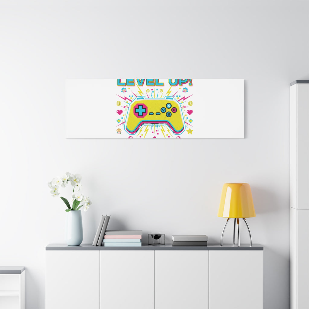 Level Up! Pixel Controller Canvas | Gaming Geek Culture, Retro Pixel Art