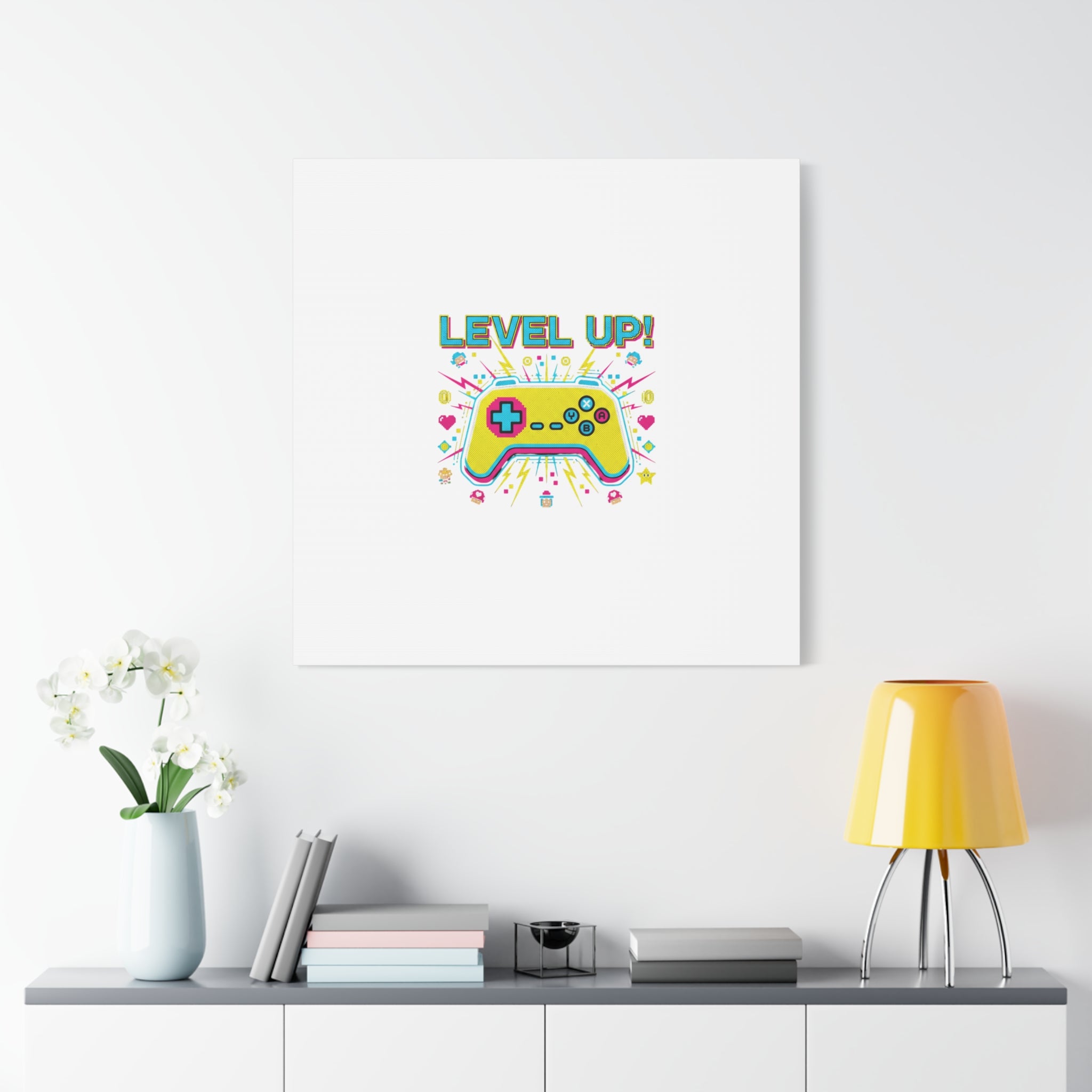 Level Up! Pixel Controller Canvas | Gaming Geek Culture, Retro Pixel Art