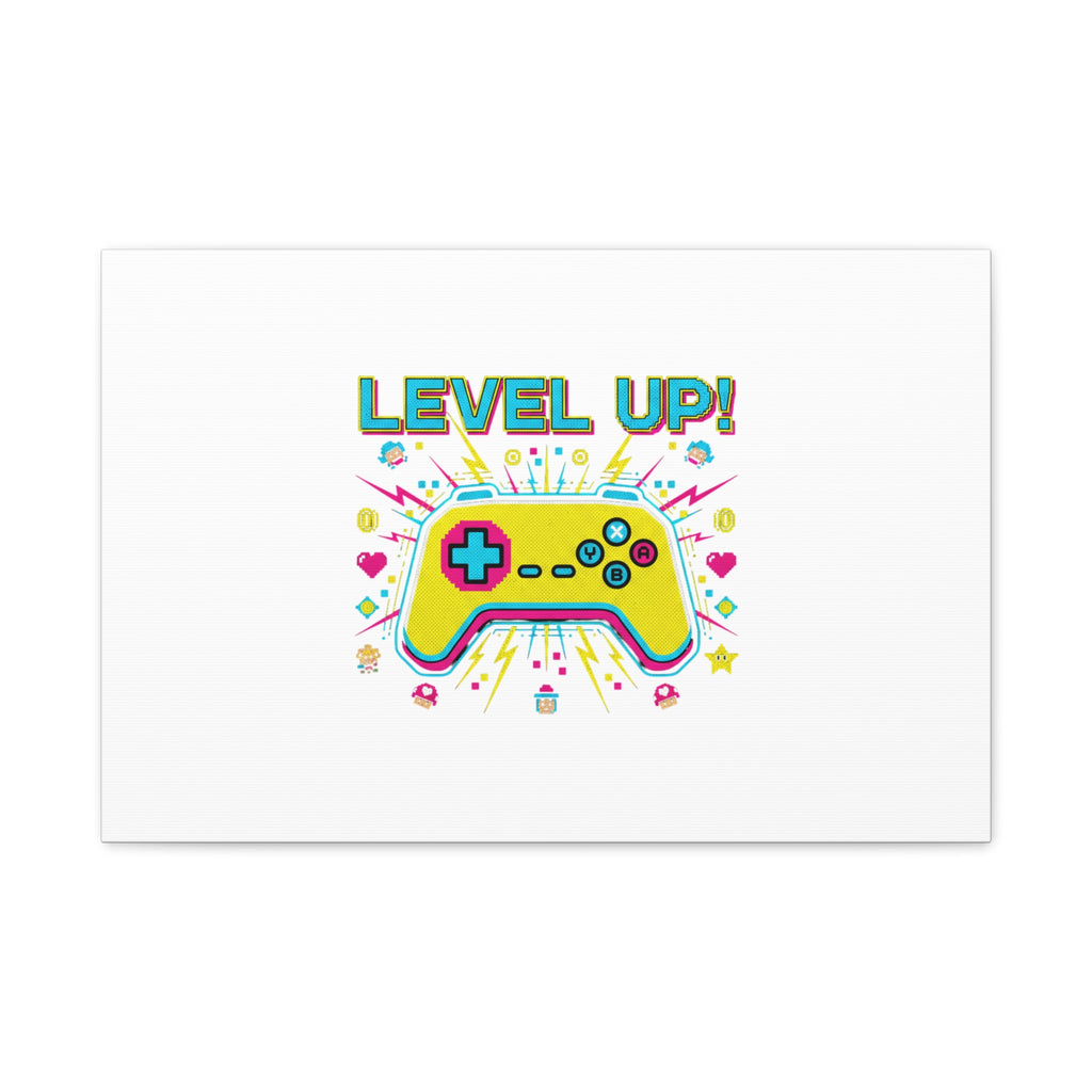 Level Up! Pixel Controller Canvas | Gaming Geek Culture, Retro Pixel Art