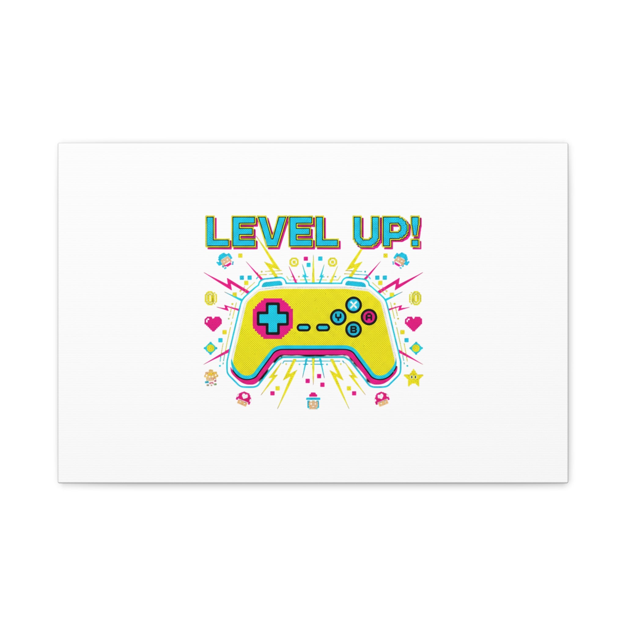 Level Up! Pixel Controller Canvas | Gaming Geek Culture, Retro Pixel Art
