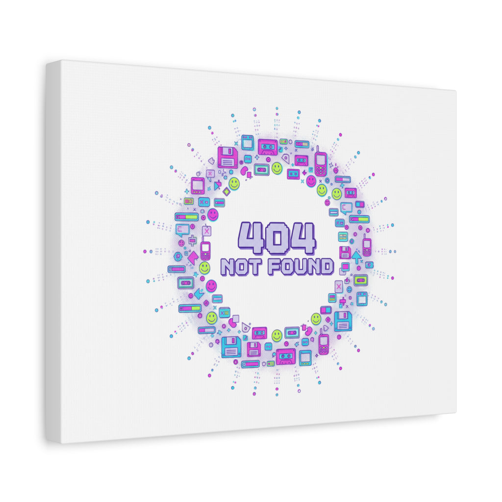 404 Not Found Pixel Circle Canvas | Retro Tech Poster, Y2K Error Aesthetic