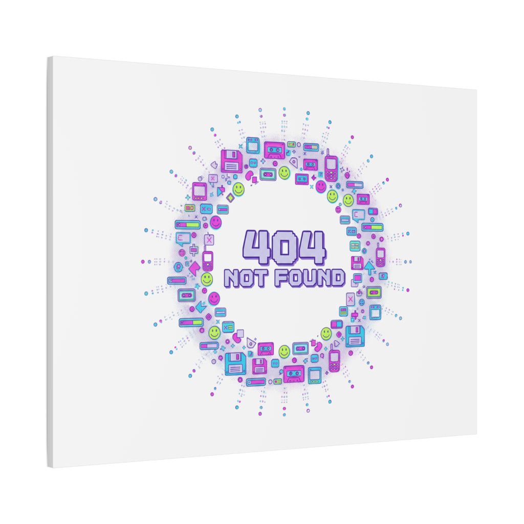 404 Not Found Pixel Circle Canvas | Retro Tech Poster, Y2K Error Aesthetic