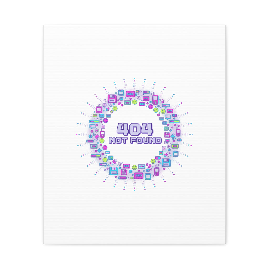 404 Not Found Pixel Circle Canvas | Retro Tech Poster, Y2K Error Aesthetic