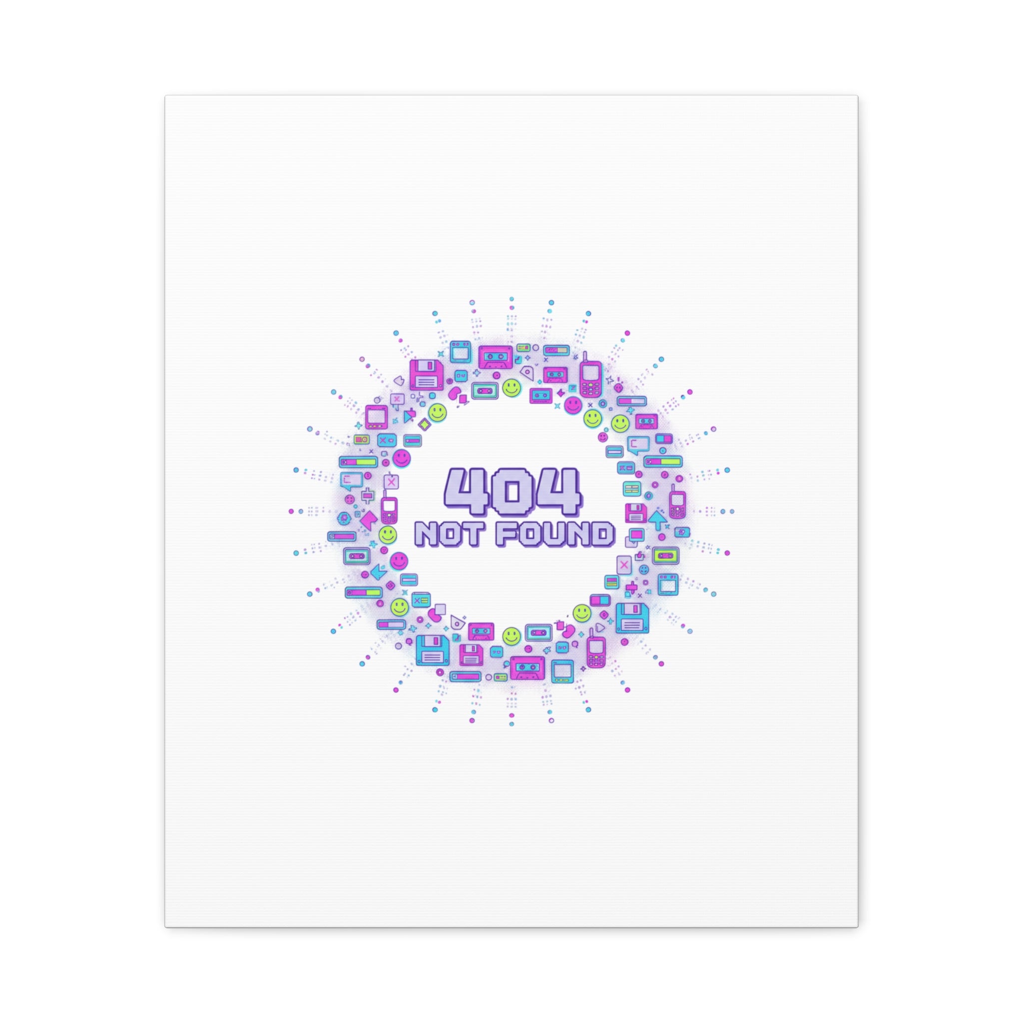 404 Not Found Pixel Circle Canvas | Retro Tech Poster, Y2K Error Aesthetic