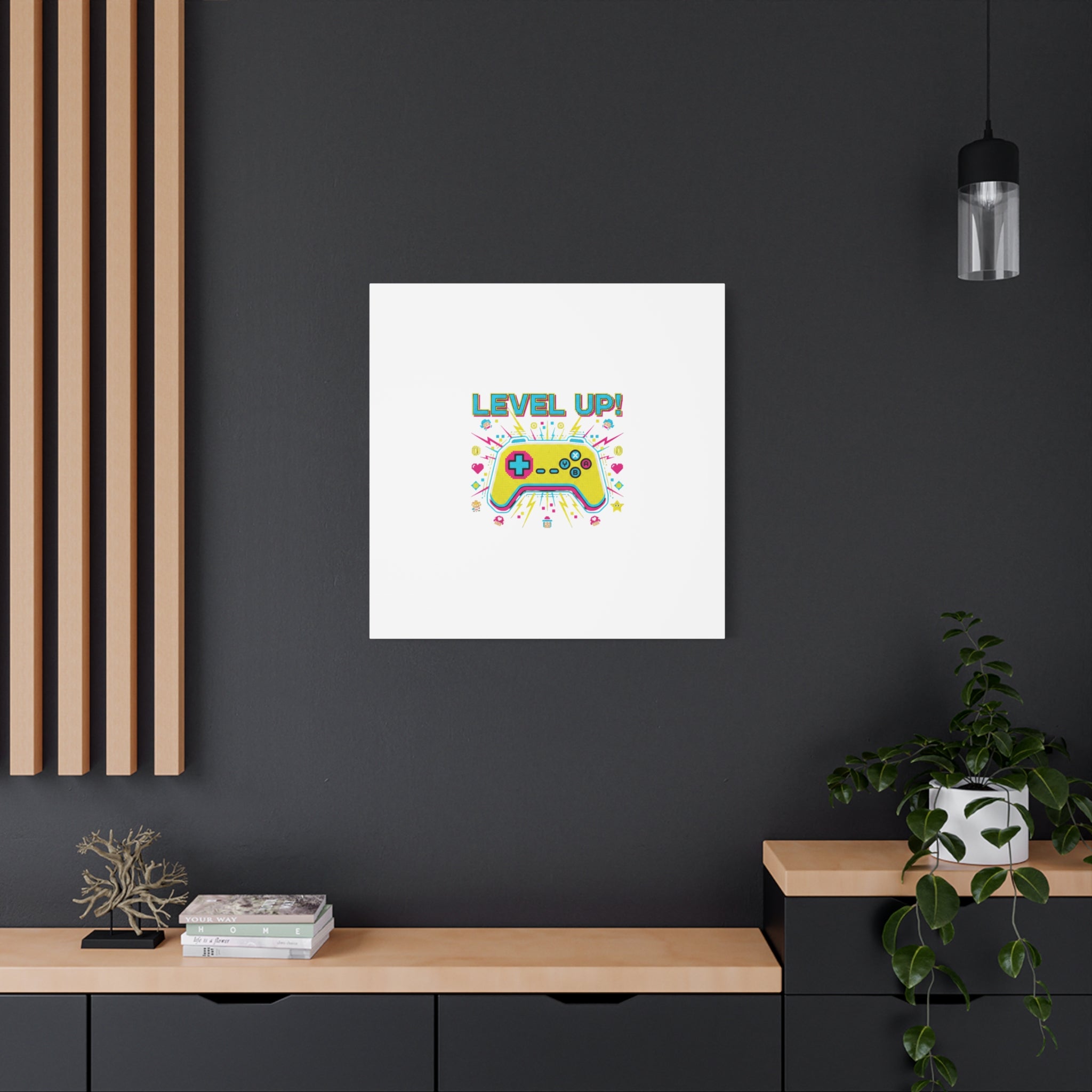 Level Up! Pixel Controller Canvas | Gaming Geek Culture, Retro Pixel Art