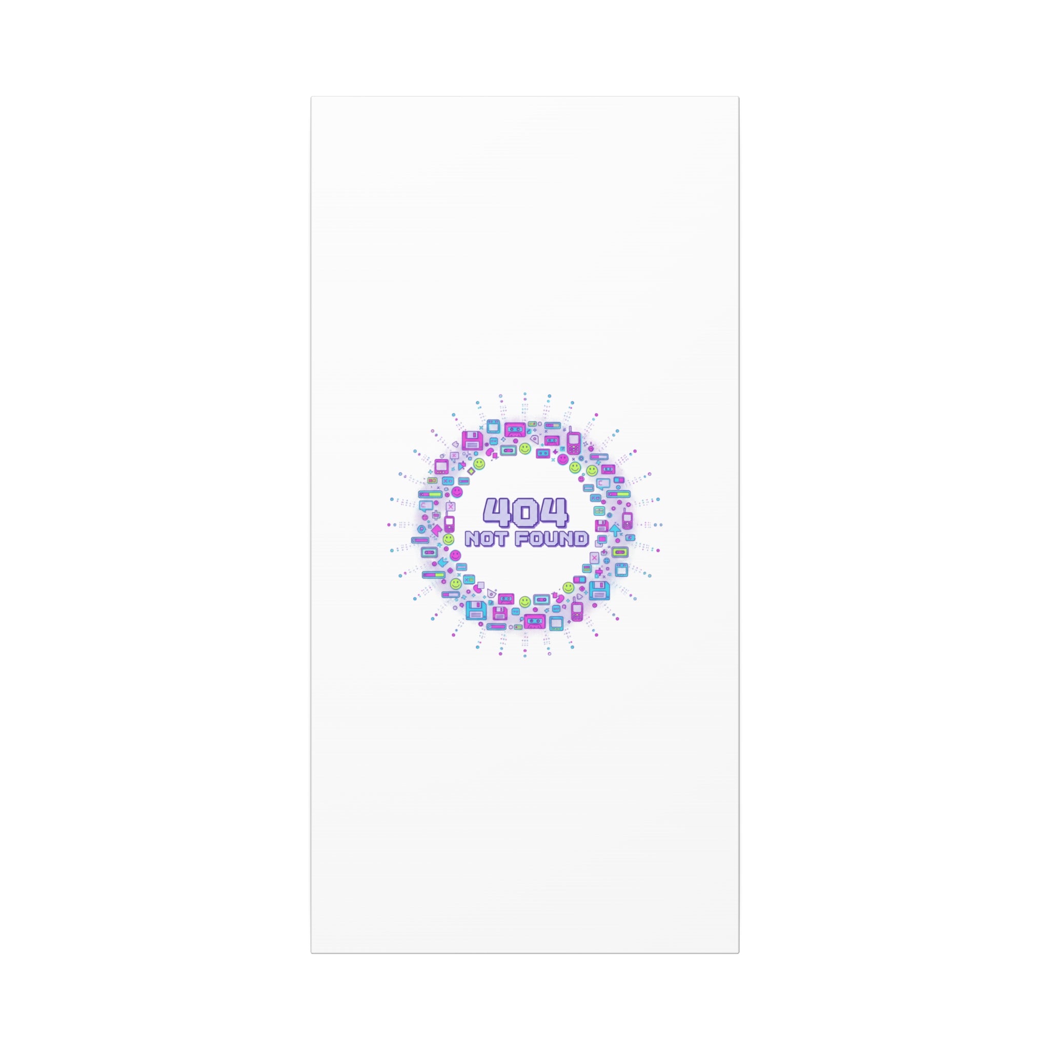 404 Not Found Pixel Circle Canvas | Retro Tech Poster, Y2K Error Aesthetic