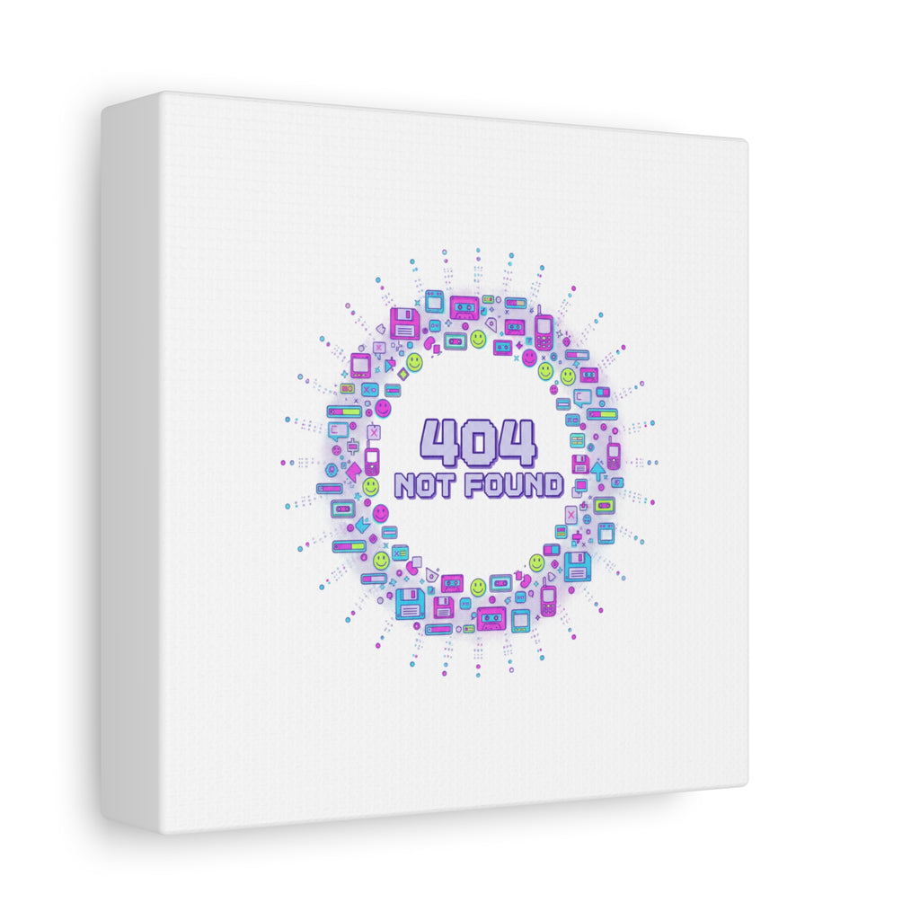 404 Not Found Pixel Circle Canvas | Retro Tech Poster, Y2K Error Aesthetic