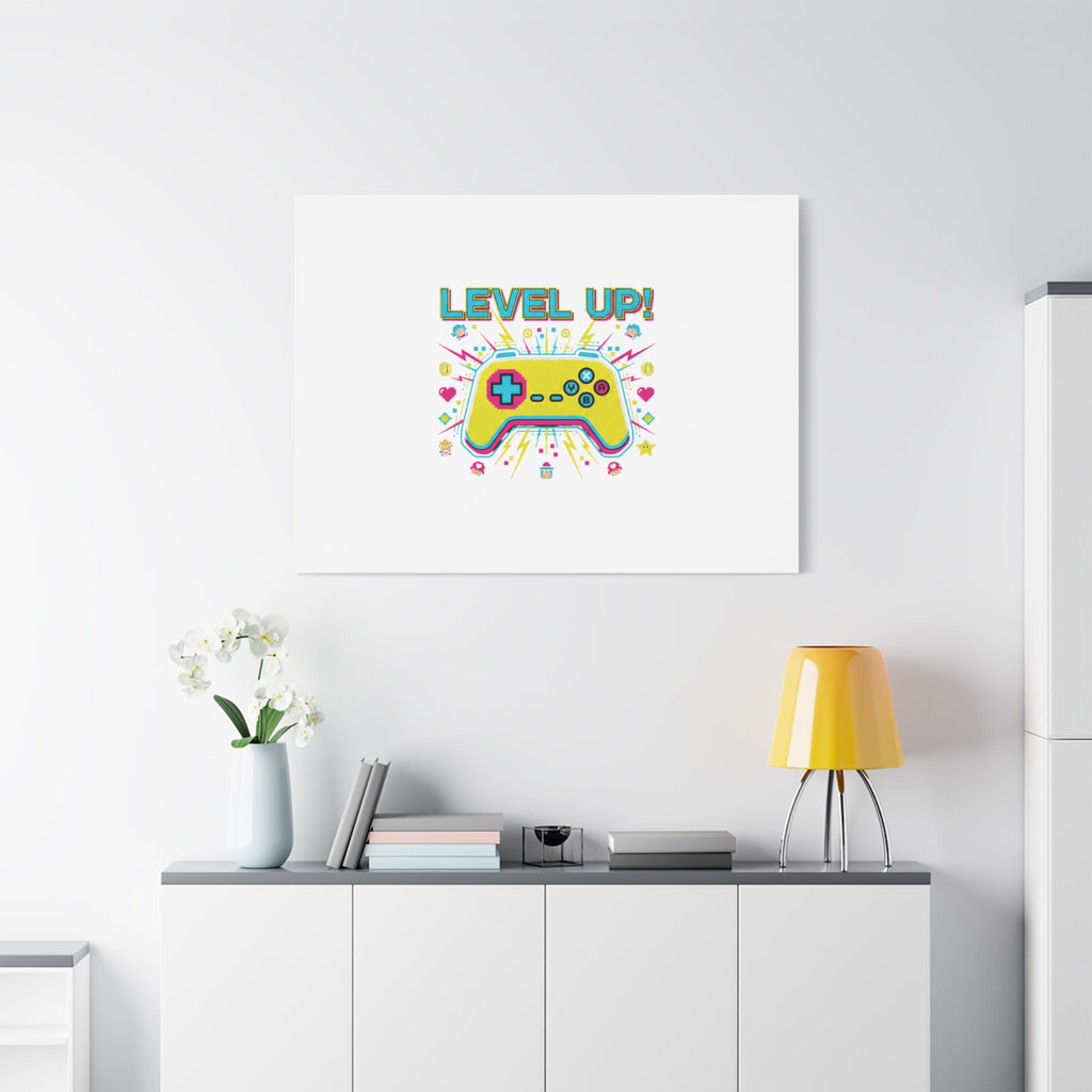 Level Up! Pixel Controller Canvas | Gaming Geek Culture, Retro Pixel Art