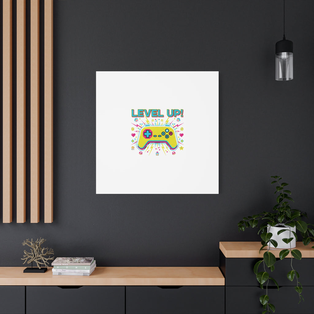 Level Up! Pixel Controller Canvas | Gaming Geek Culture, Retro Pixel Art