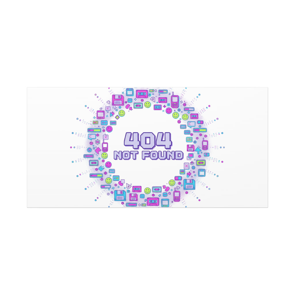 404 Not Found Pixel Circle Canvas | Retro Tech Poster, Y2K Error Aesthetic