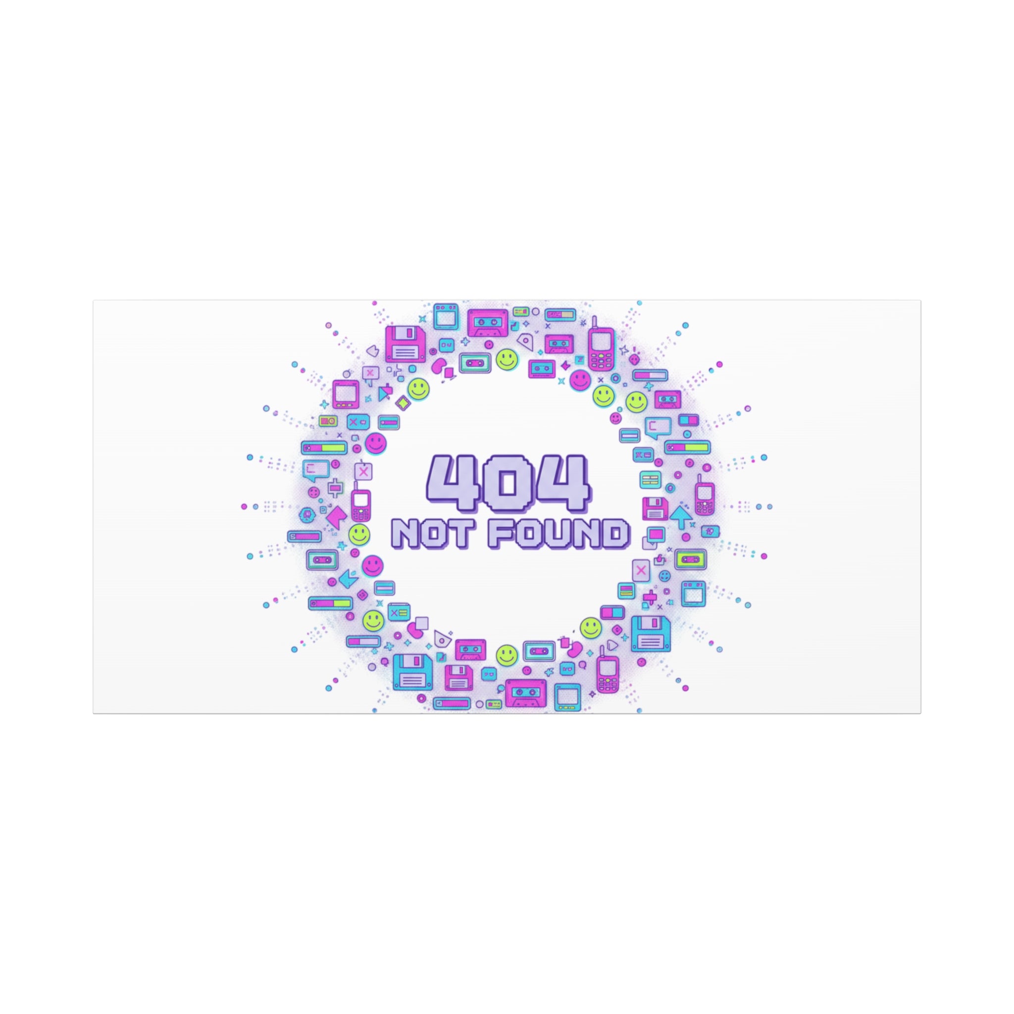 404 Not Found Pixel Circle Canvas | Retro Tech Poster, Y2K Error Aesthetic