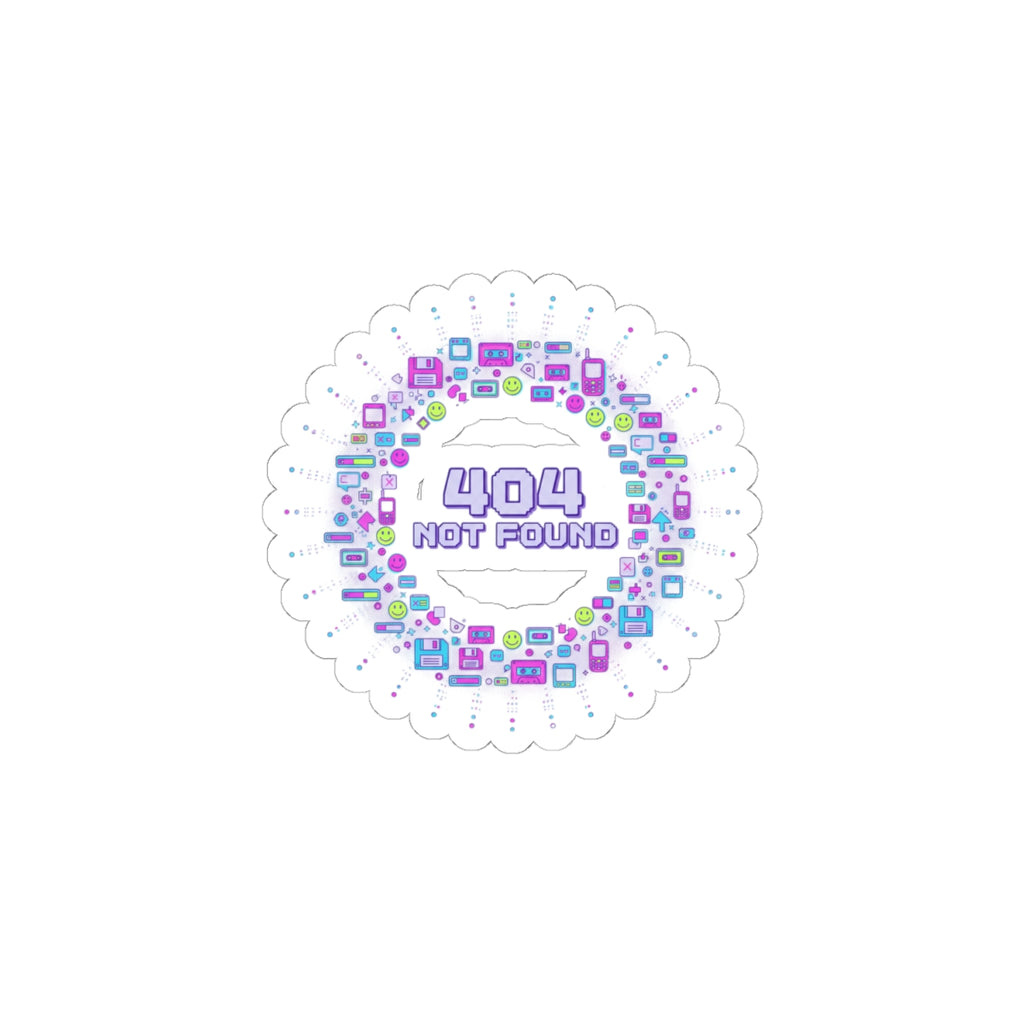 404 Not Found Pixel Ring Sticker | Y2K Retro Tech, virtual pet nostalgia