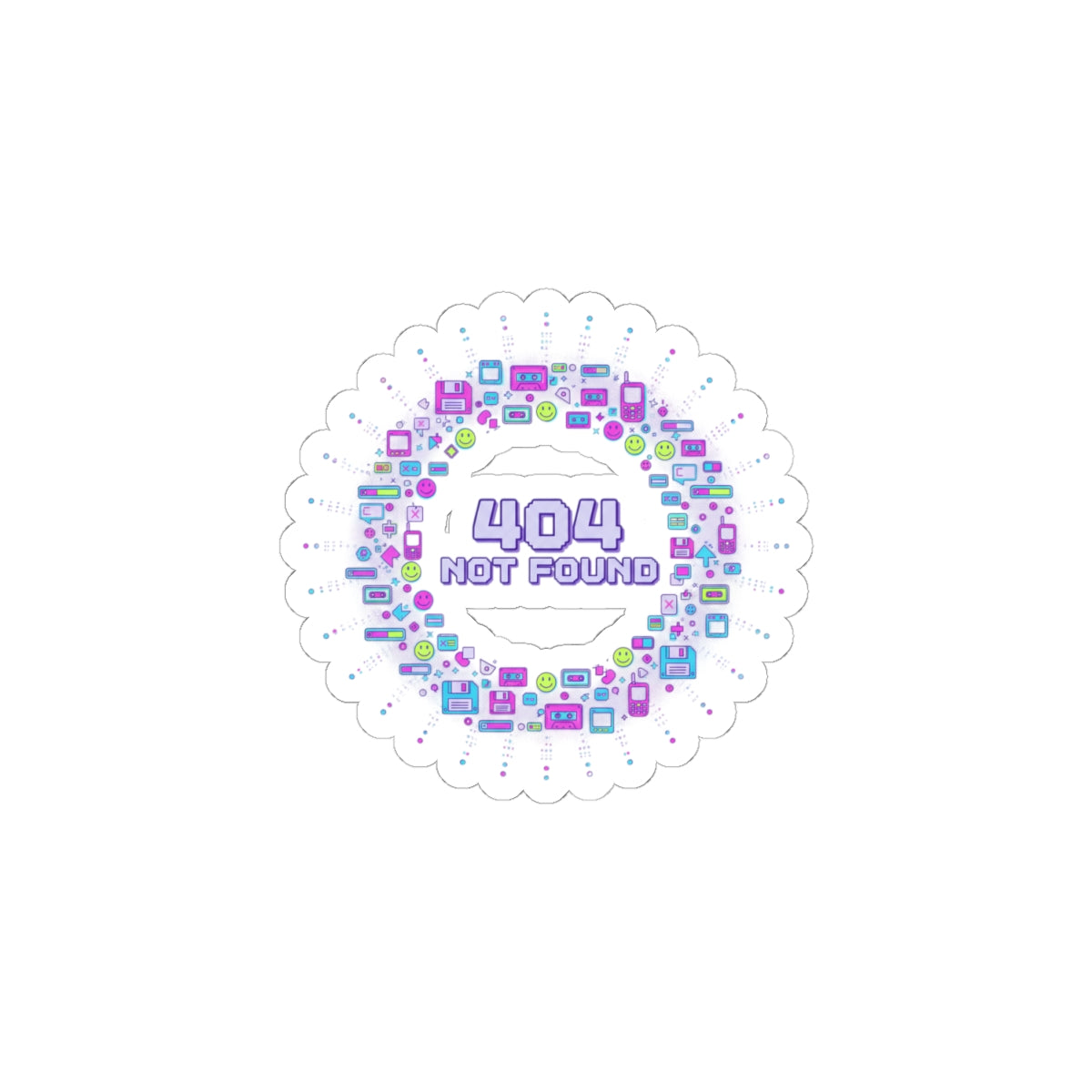 404 Not Found Pixel Ring Sticker | Y2K Retro Tech, virtual pet nostalgia