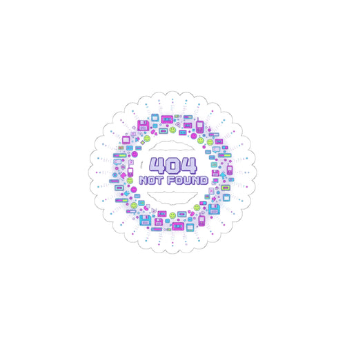404 Not Found Pixel Ring Sticker | Y2K Retro Tech, virtual pet nostalgia