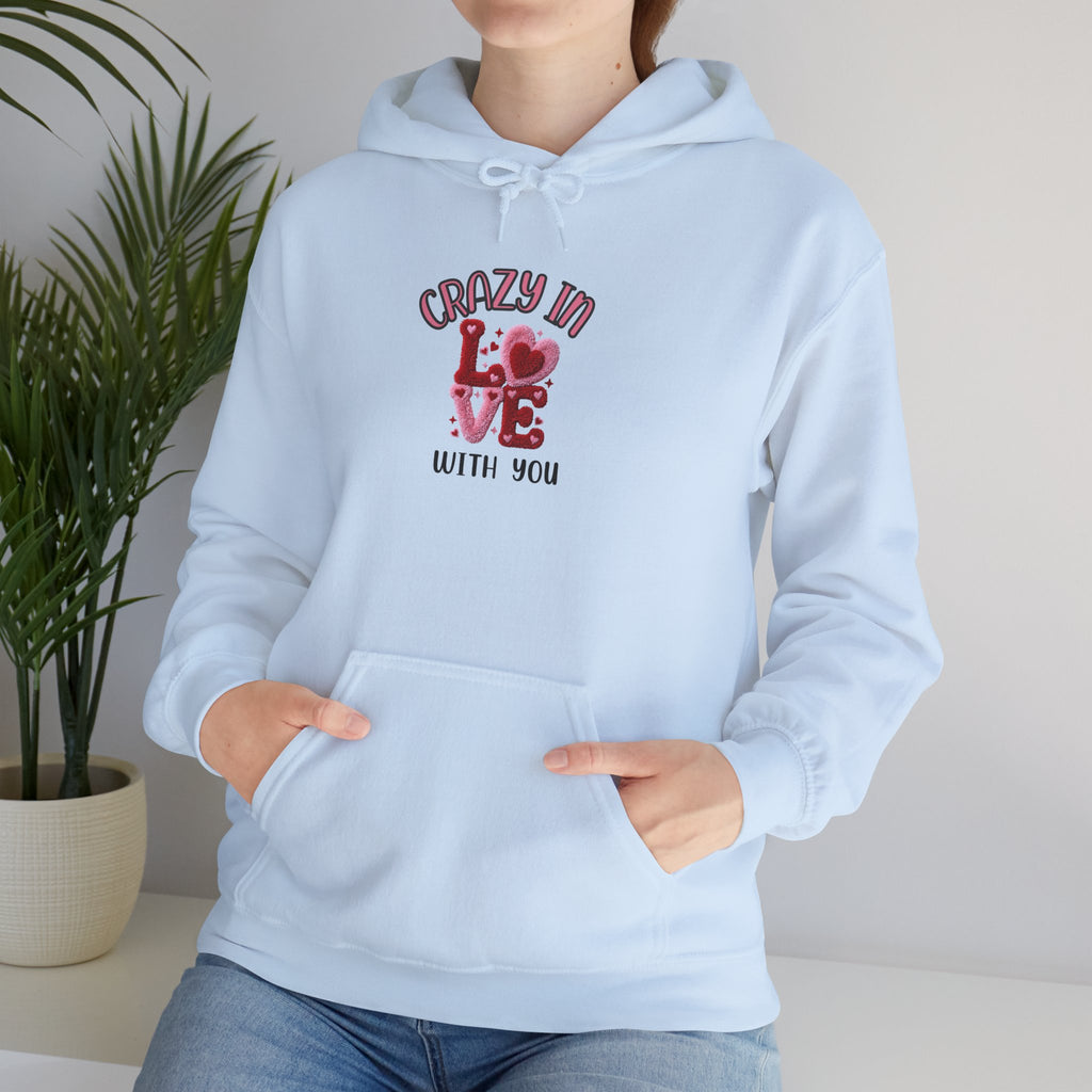 Hoodie — "Crazy in Love With You" Valentine's Heart Graphic Pullover