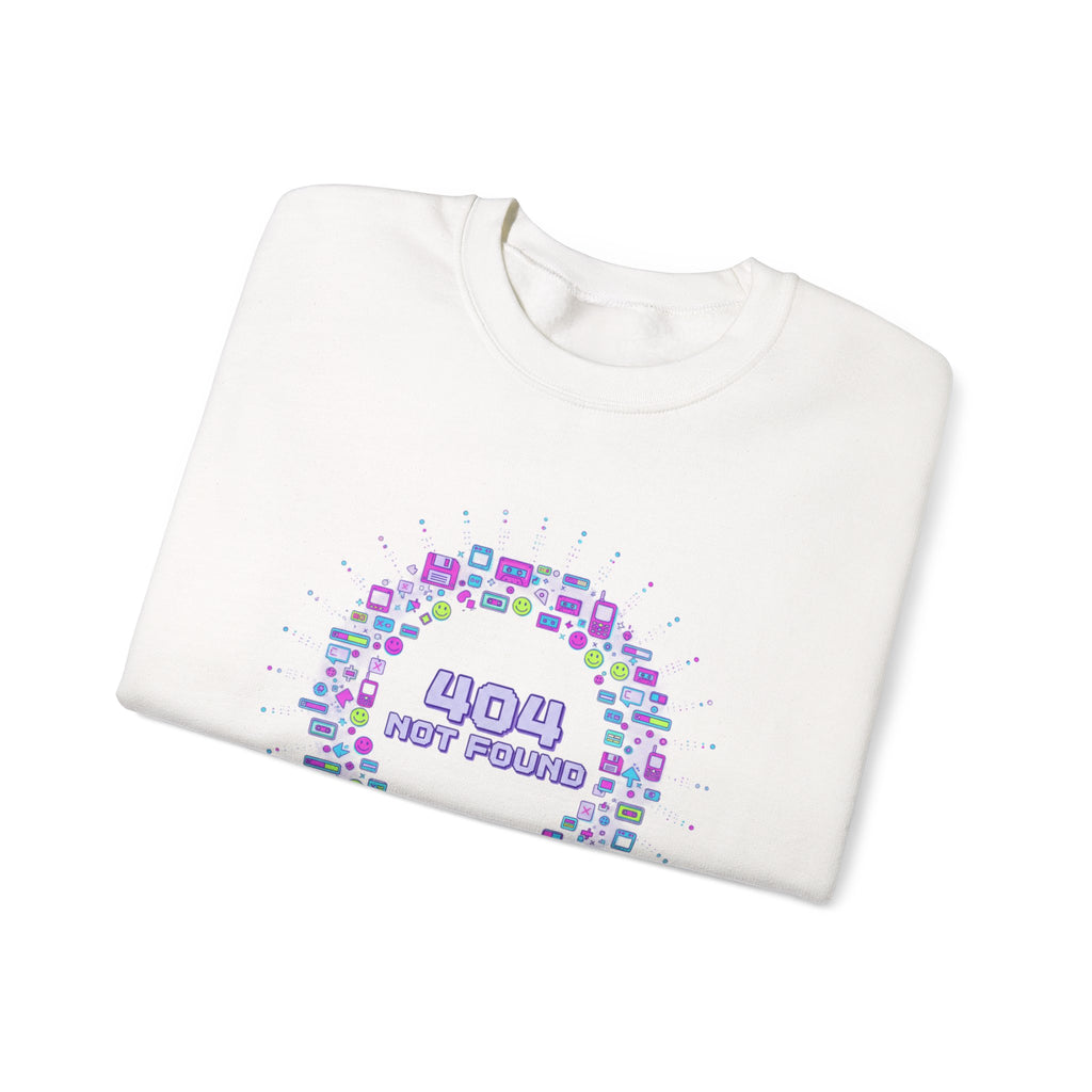 404 Not Found Pixel Icons Crewneck Sweatshirt | Y2K Retro Tech, virtual pet nostalgia