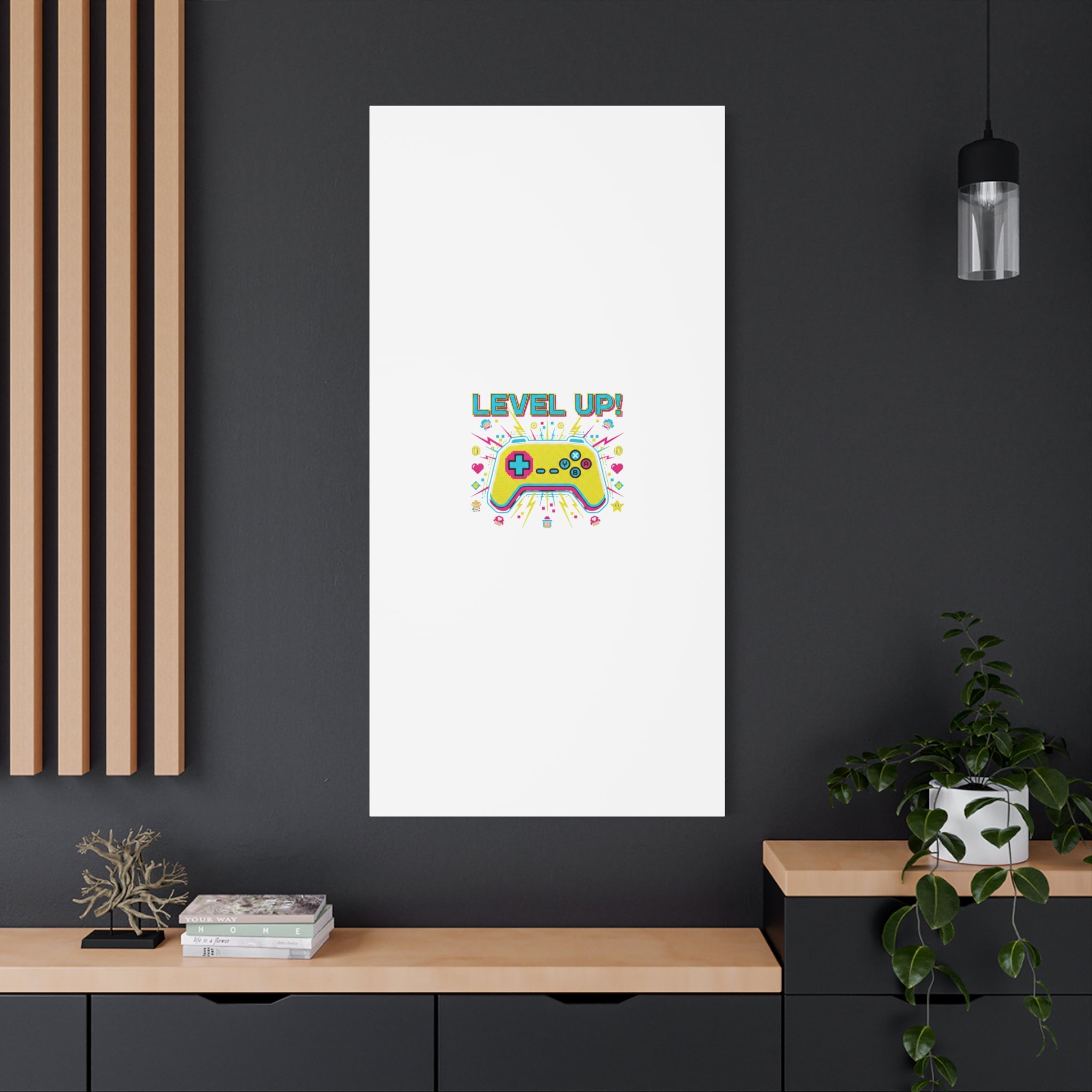 Level Up! Pixel Controller Canvas | Gaming Geek Culture, Retro Pixel Art