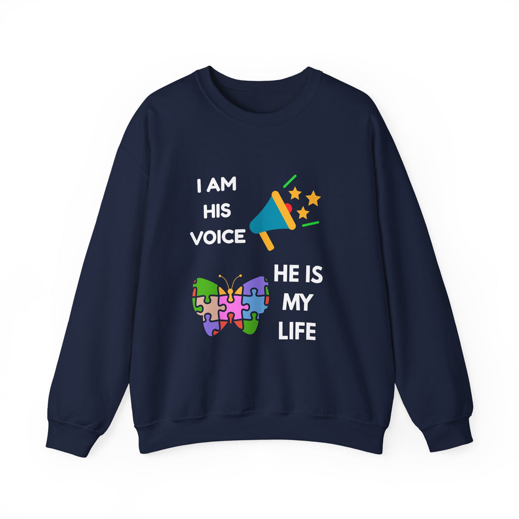 Crewneck Sweatshirt — Autism Awareness Puzzle Heart & Megaphone Design