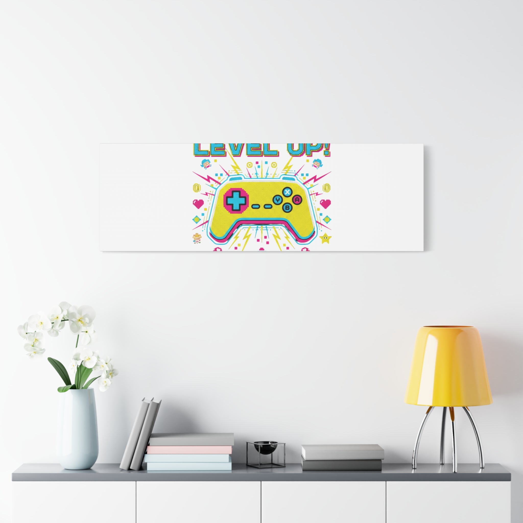 Level Up! Pixel Controller Canvas | Gaming Geek Culture, Retro Pixel Art