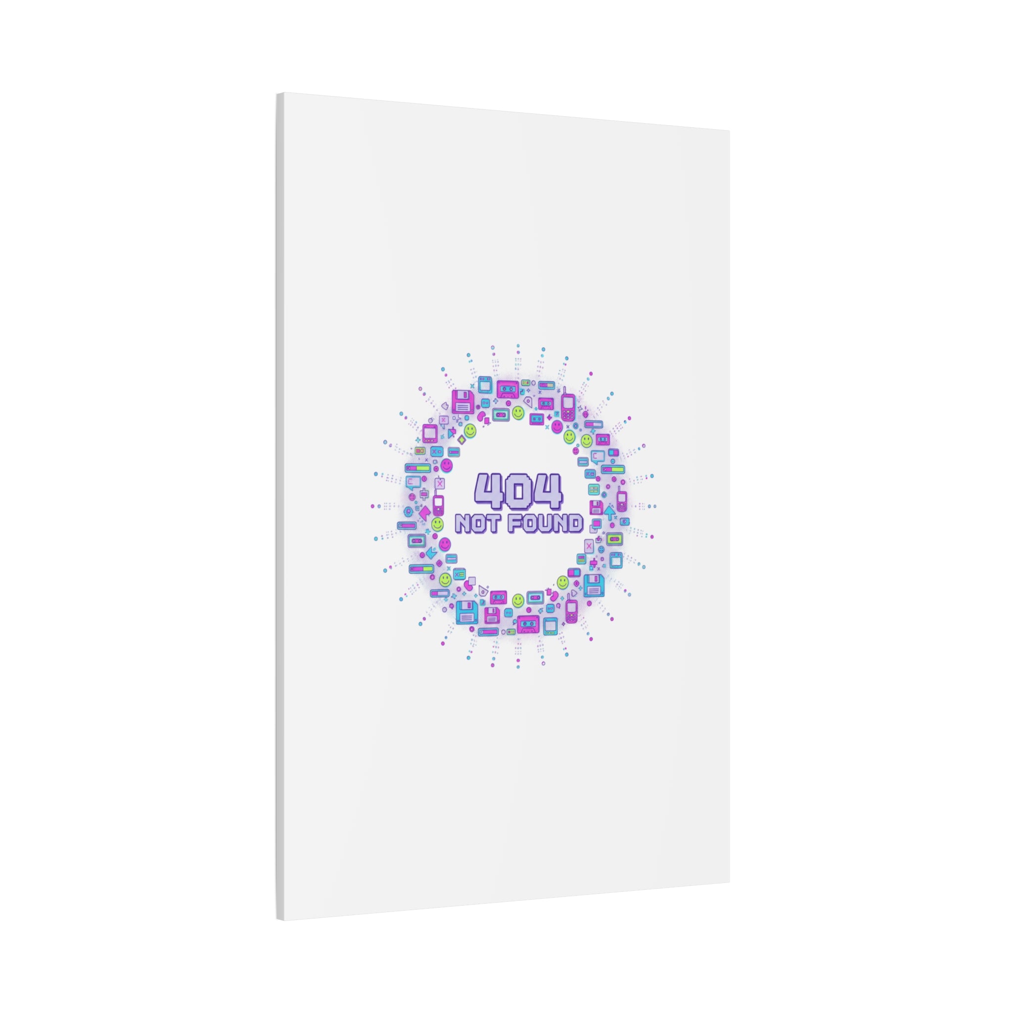 404 Not Found Pixel Circle Canvas | Retro Tech Poster, Y2K Error Aesthetic
